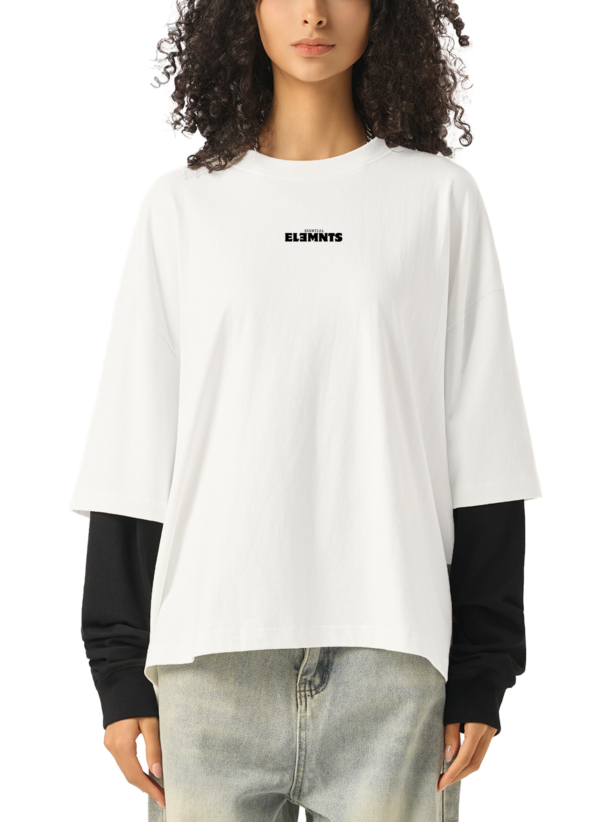 ESSNTIAL ELEMNTS 280G Layered Contrast Sleeve Tee