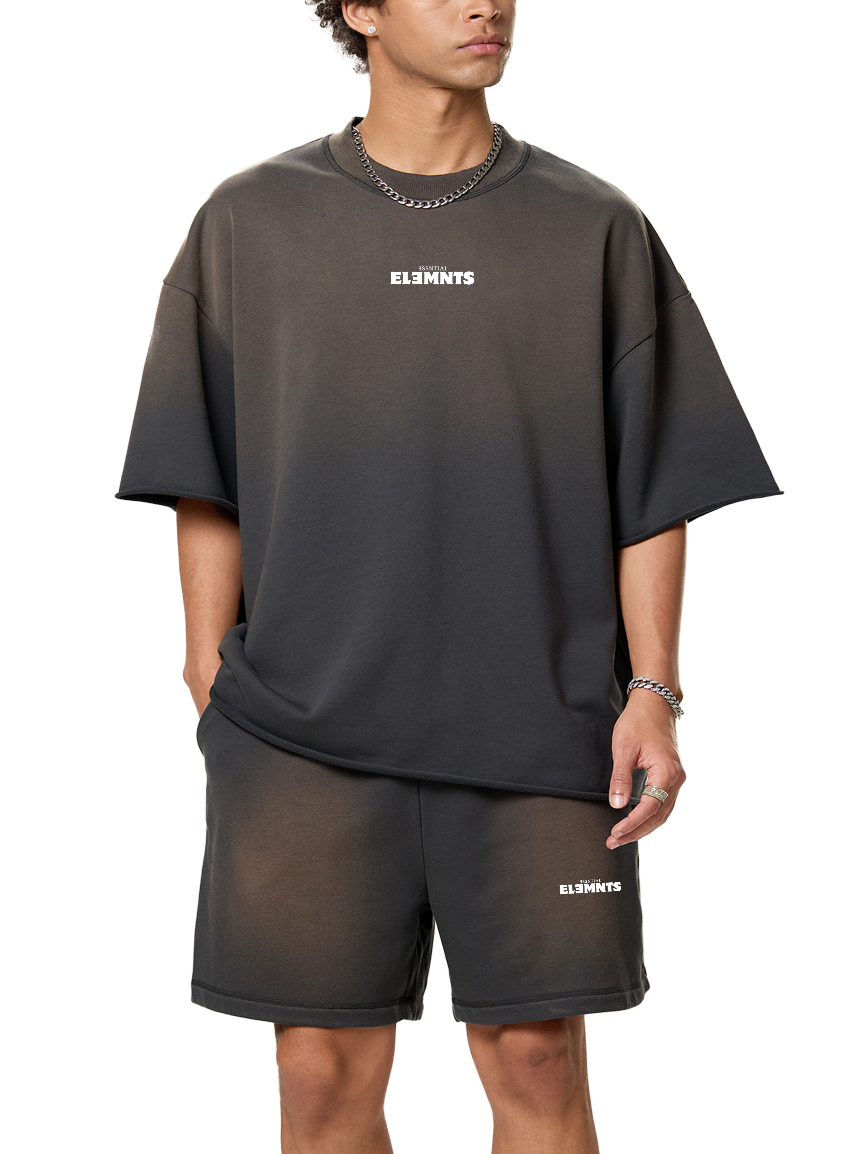 ESSNTIAL ELEMNTS Unisex 350G Sun Fade Raw Edge Tee - Essntial Elemnts