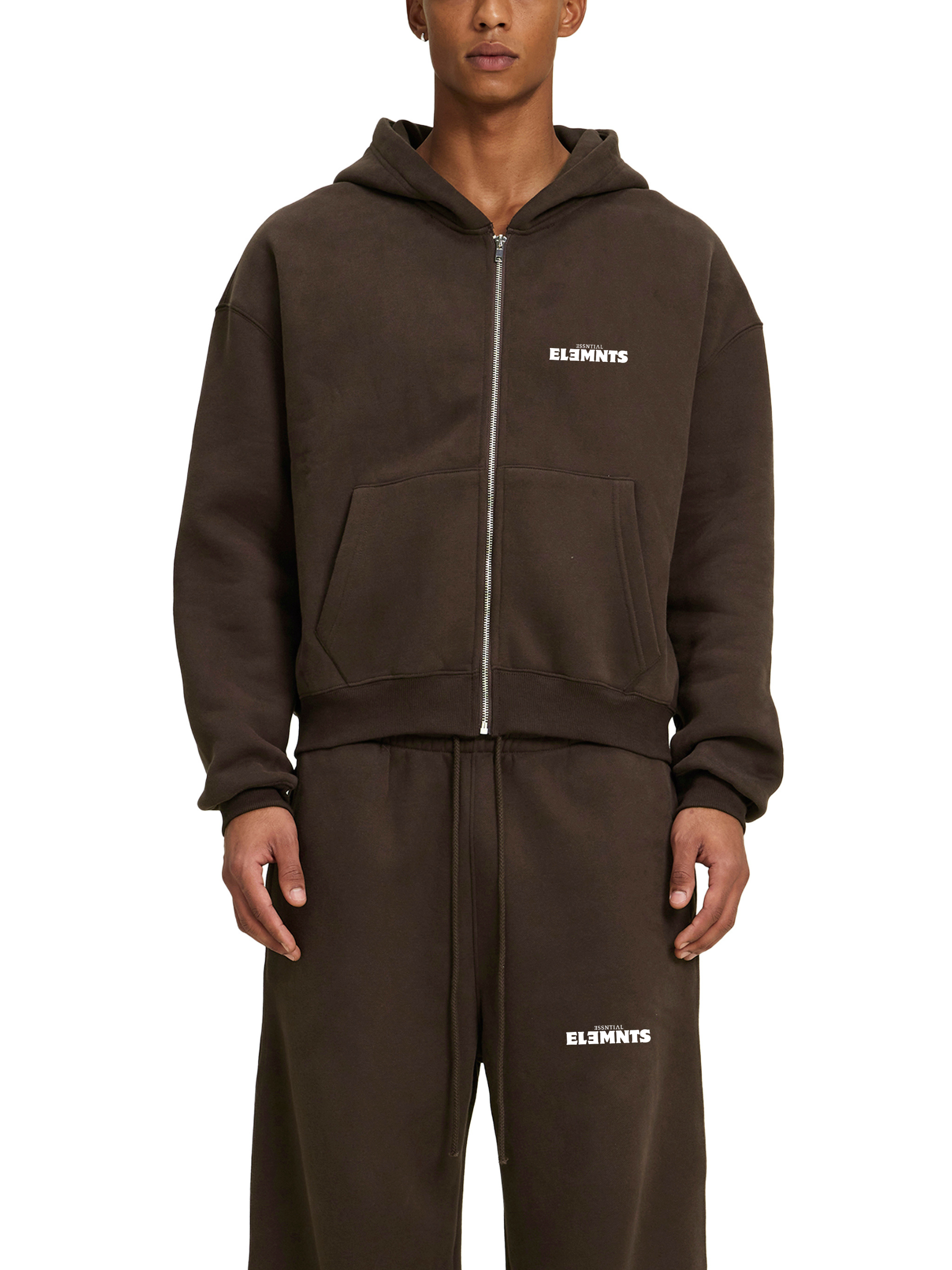ESSNTIAL ELEMNTS Unisex 360G Fleece Zip-Up Loose Boxy Hoodie - Essntial Elemnts