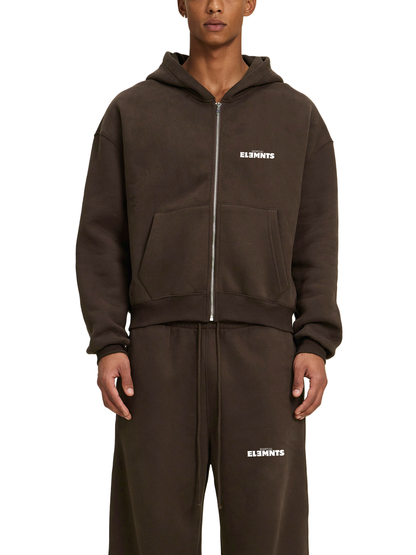 ESSNTIAL ELEMNTS Unisex 360G Fleece Zip-Up Loose Boxy Hoodie