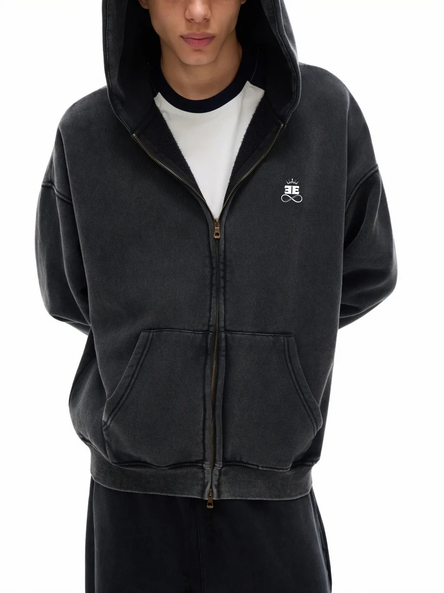 ESSNTIAL ELEMNTS Unisex 360G Snow Washed Zipped Hoodie - Essntial Elemnts
