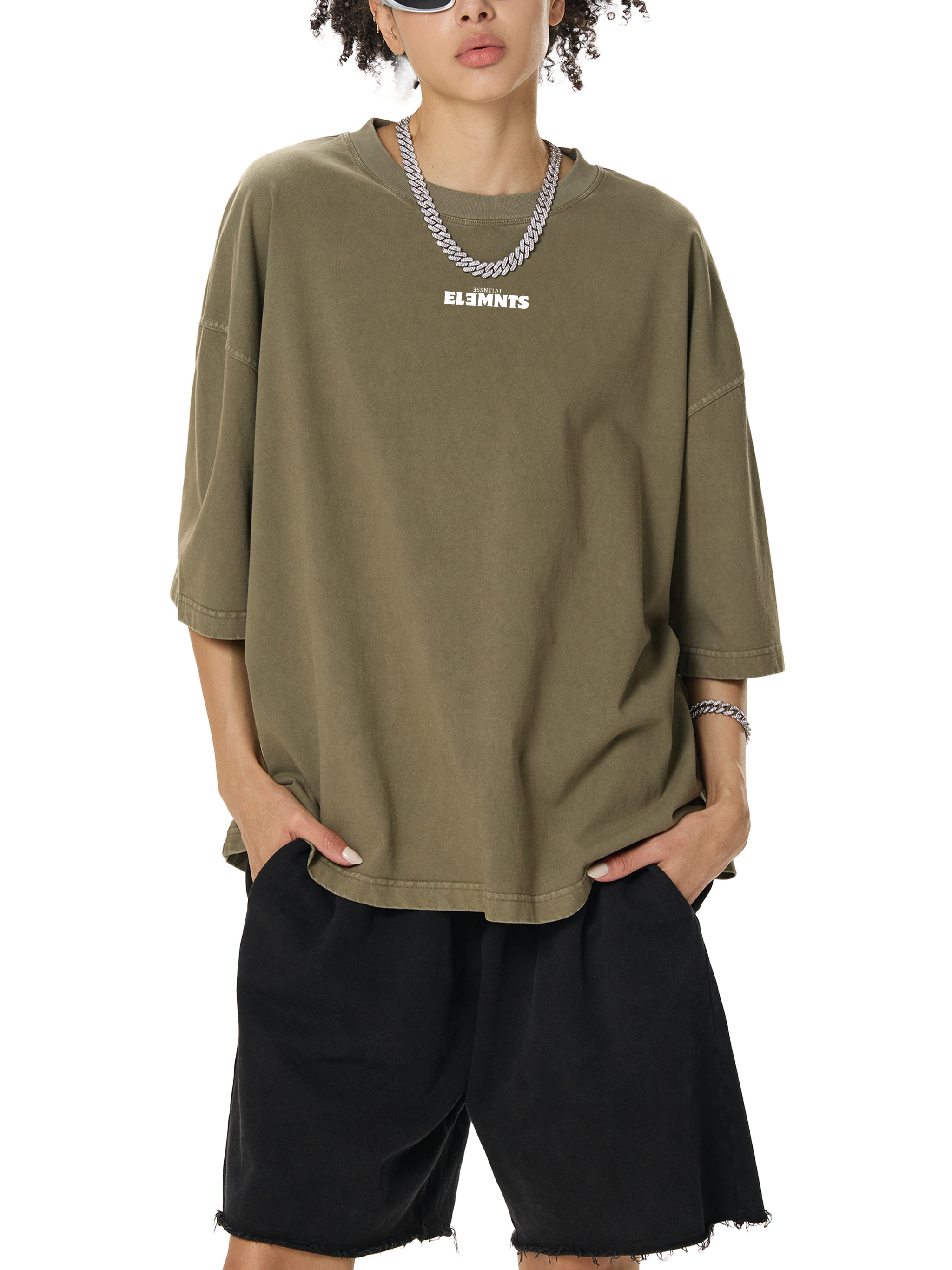 ESSNTIAL ELEMNTS Unisex 260G Vintage Washed Boxy Tee - Essntial Elemnts
