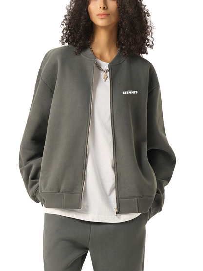ESSNTIAL ELEMNTS Unisex 350G Zip-Up Fleeced Varsity Jacket