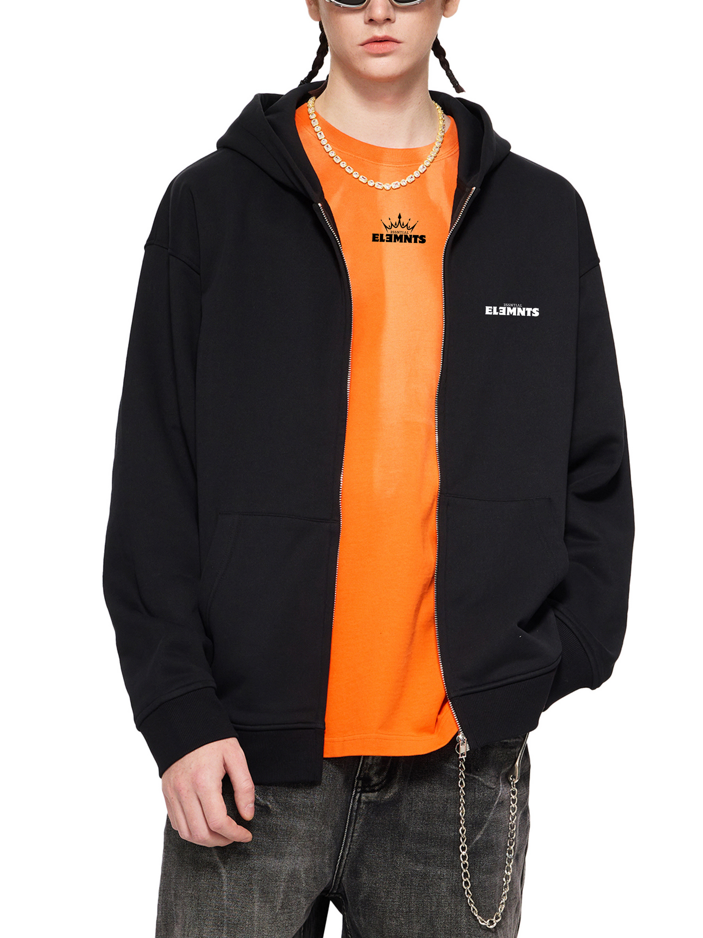 ESSNTIAL ELEMNTS Unisex 400G Heavy Zip-up Hoodie