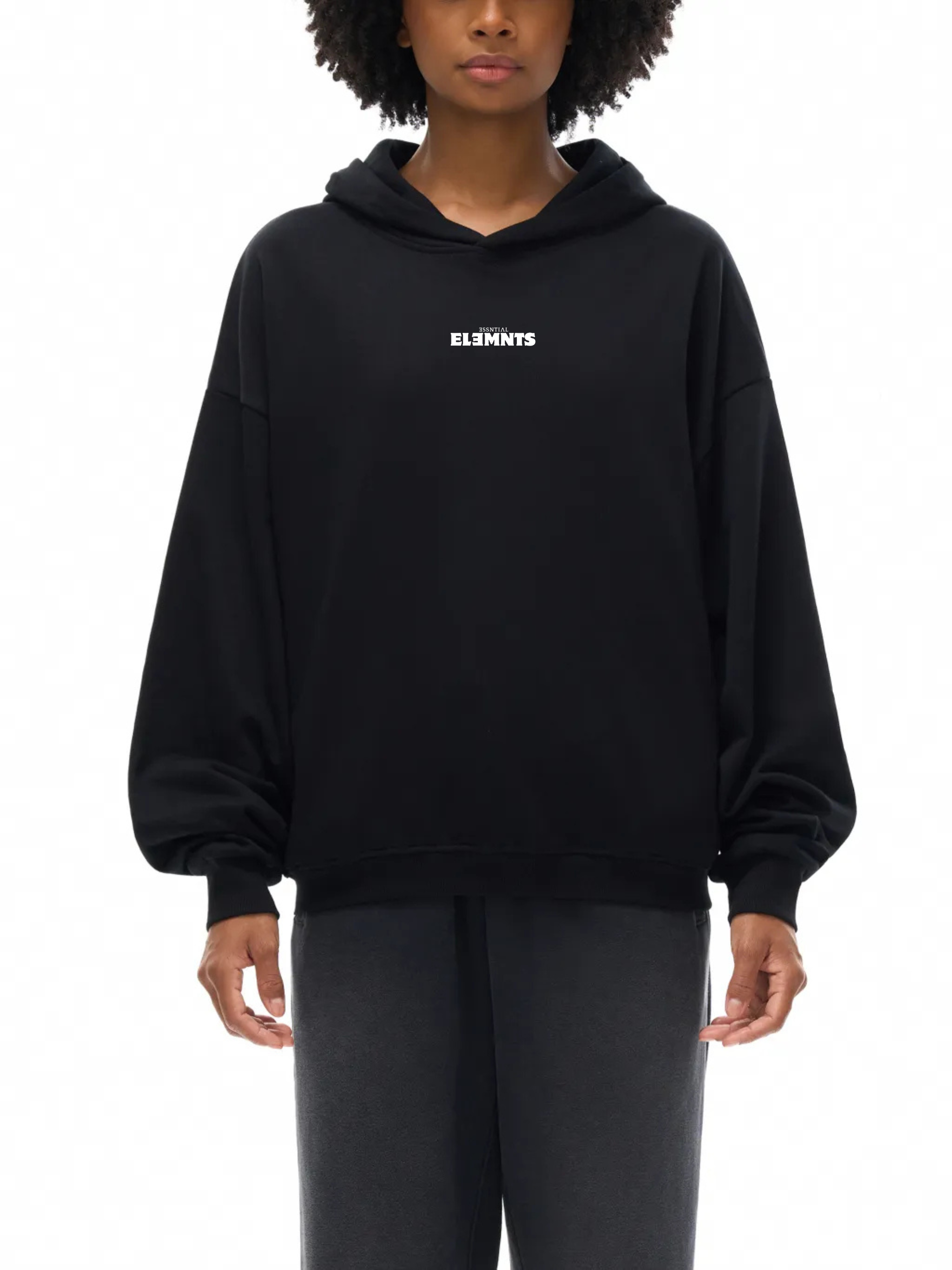 ESSNTIAL ELEMNTS Unisex 400G Solid Color Boxy Hoodie - Essntial Elemnts