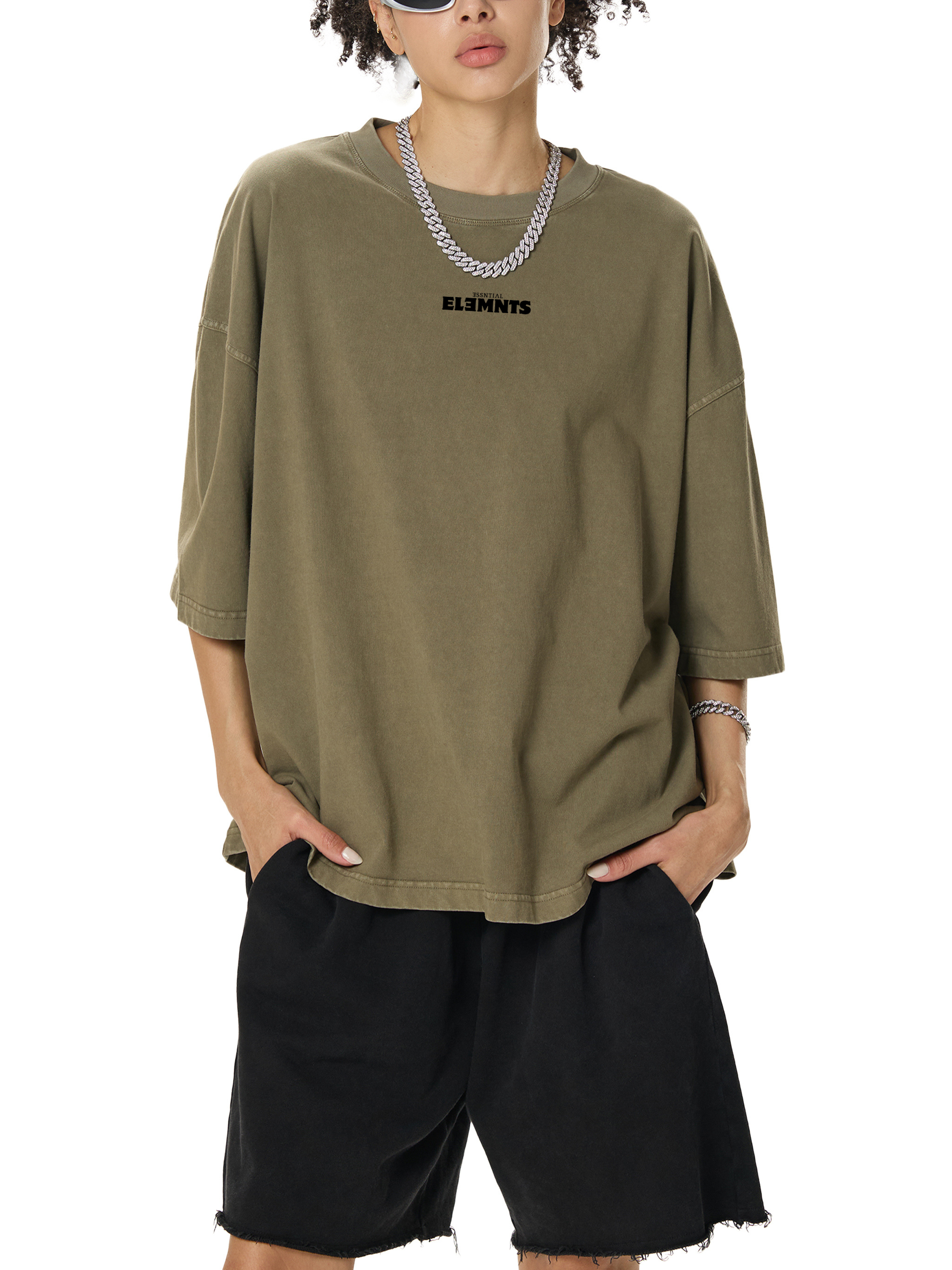ESSNTIAL ELEMNTS Unisex 260G Vintage Washed Boxy Tee - Essntial Elemnts