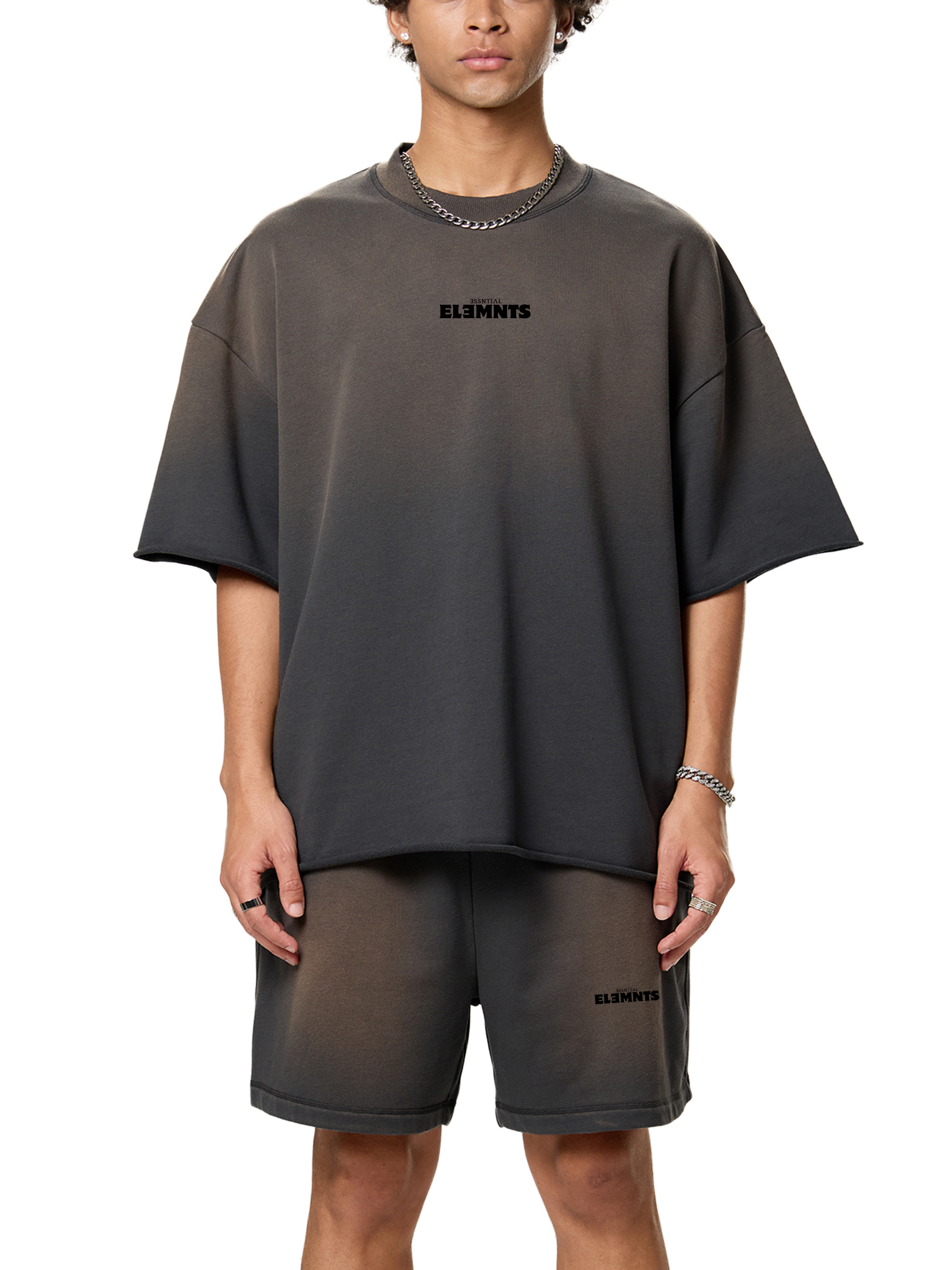 ESSNTIAL ELEMNTS Unisex 350G Sun Fade Raw Edge Tee - Essntial Elemnts