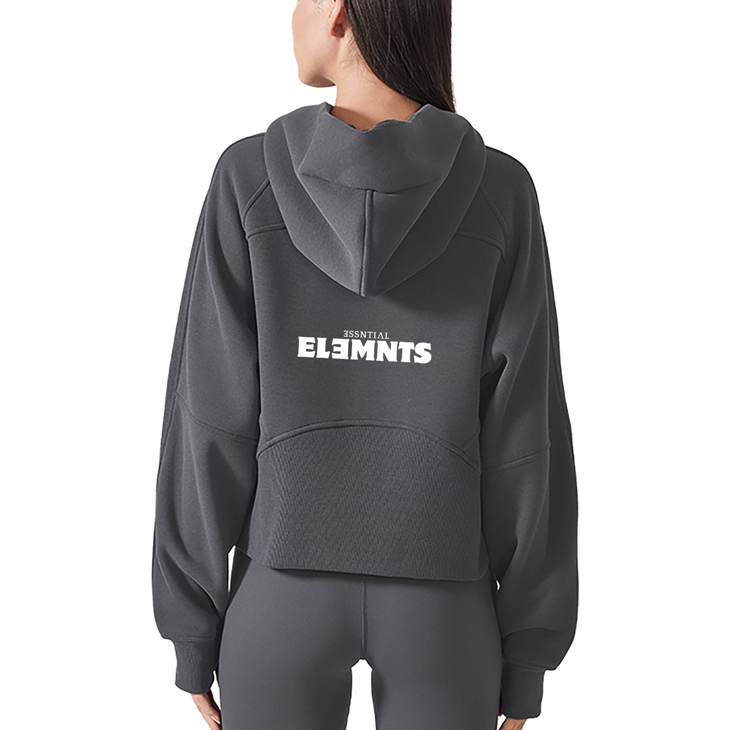 ƎSSNTIΛL ELƎMNTS Women's Cropped Zip-Through Street Hoodie