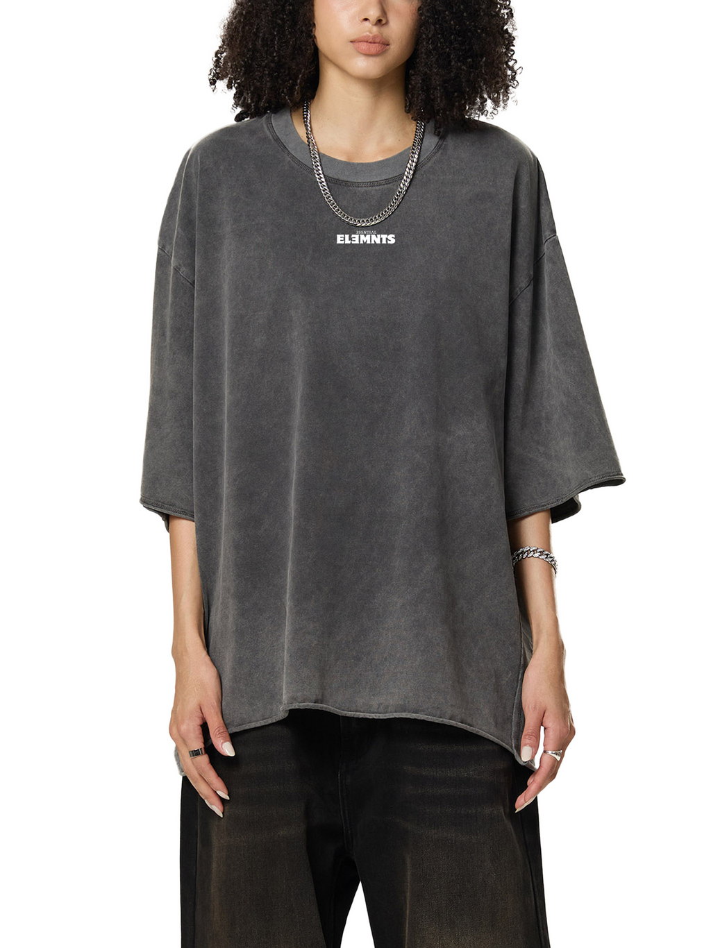 ESSNTIAL ELEMNTS Unisex Raw Edge Washed Boxy Tee - Essntial Elemnts