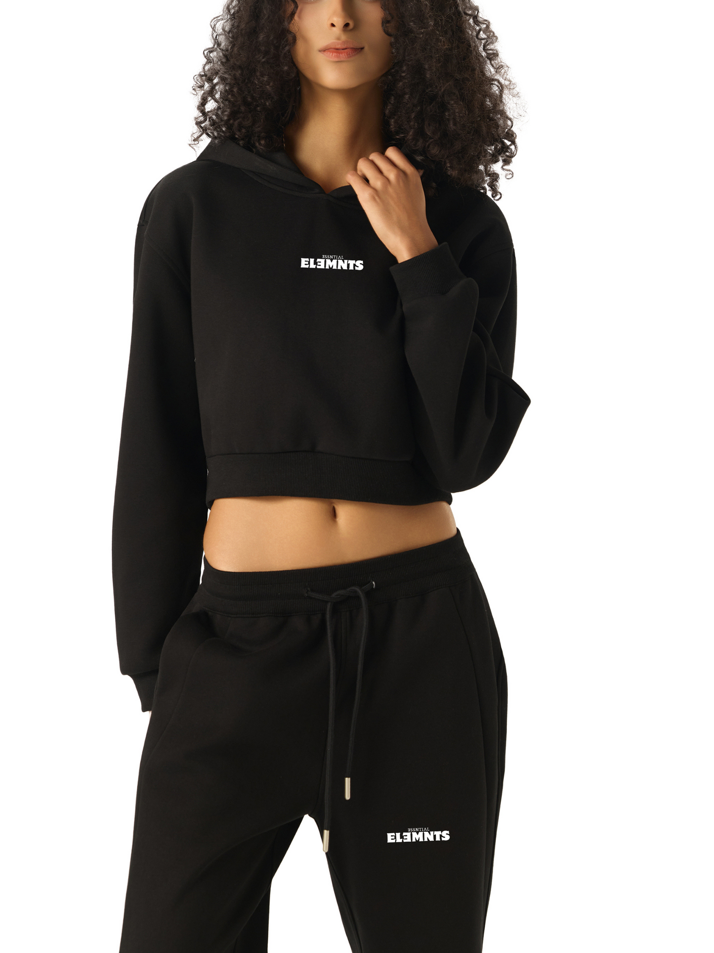 ESSNTIAL ELEMNTS Women's 350G Solid Color Cropped Hoodie