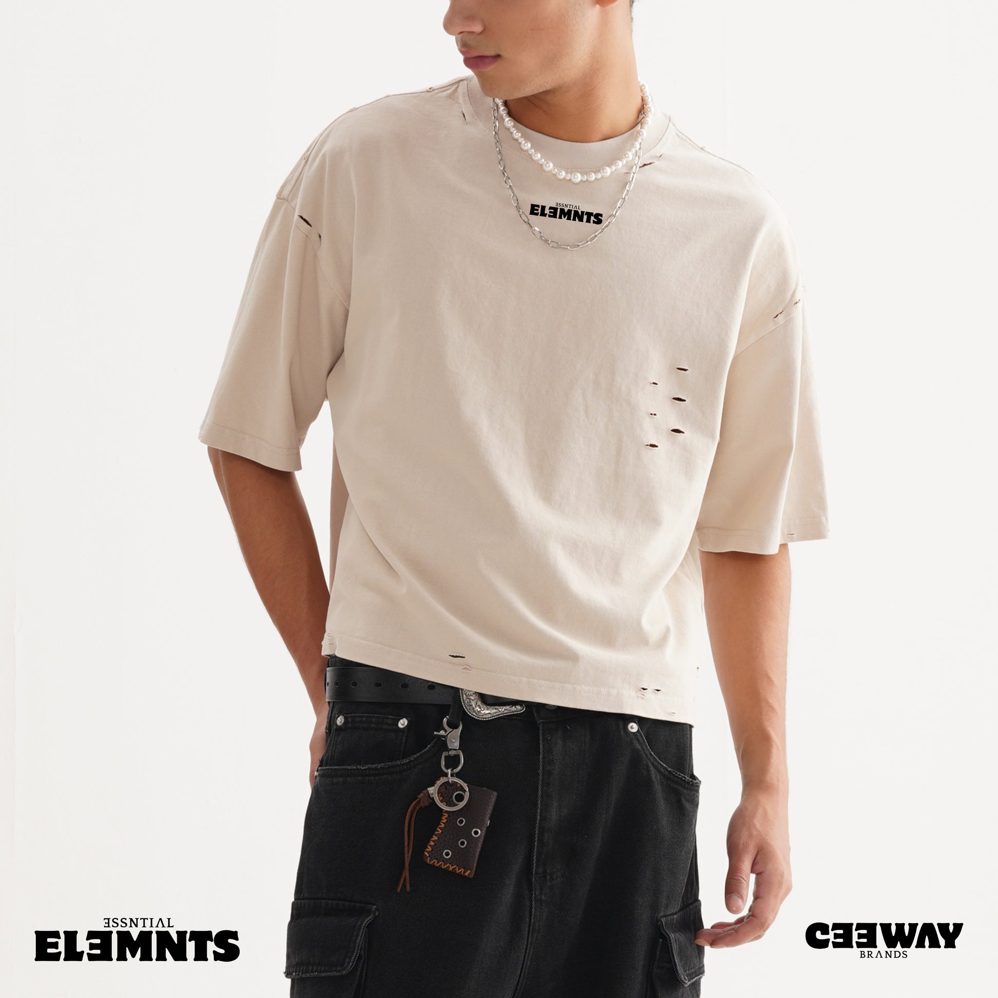 ESSNTIAL ELEMNTS Unisex Oversize DS Frayed Tee - Essntial Elemnts