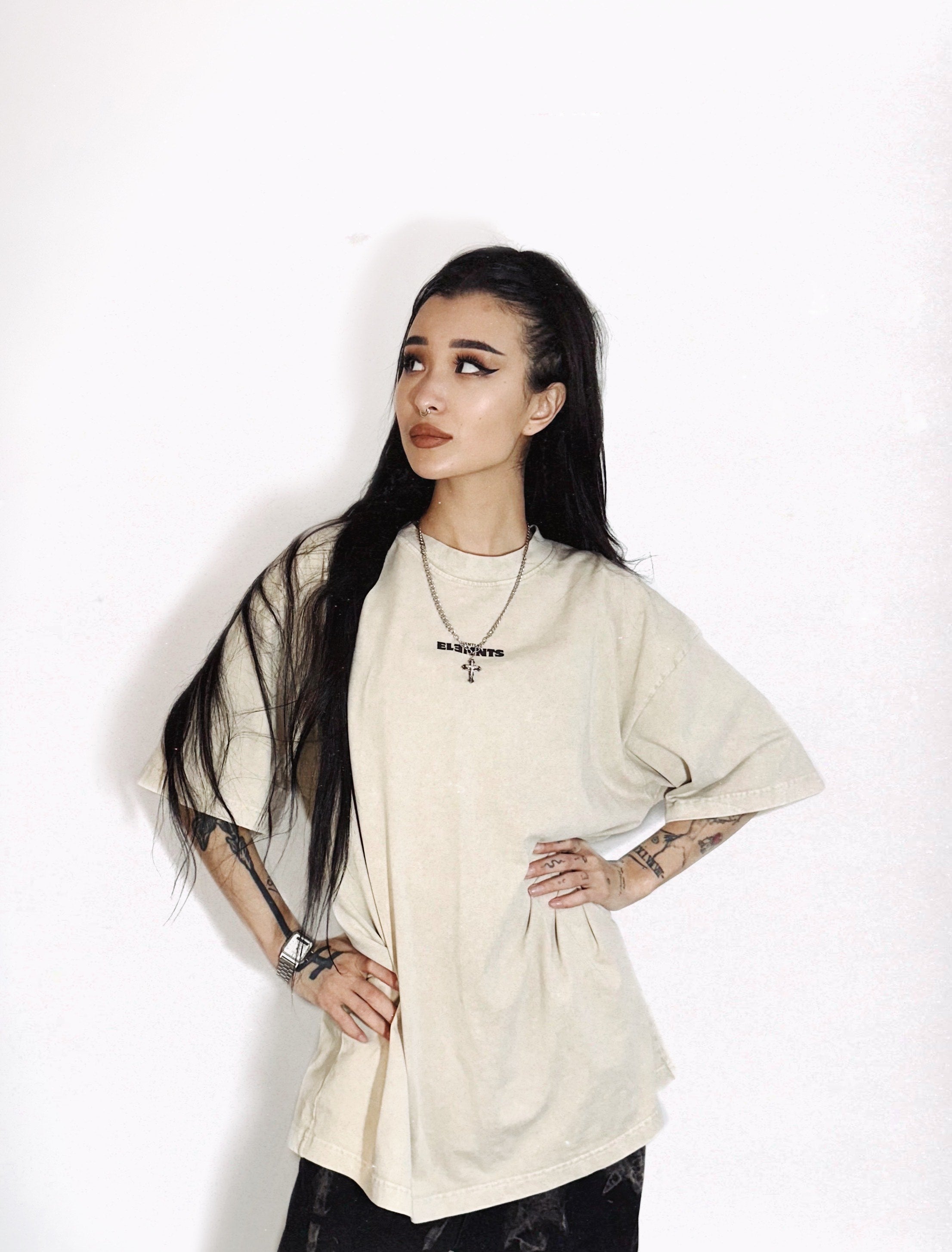 EE x LETTA Unisex 250G Acid Wash Oversized Tee - Essntial Elemnts