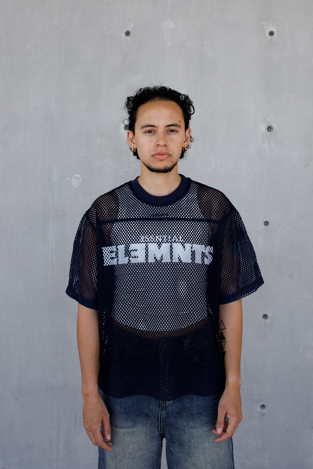 ESSNTIAL ELEMNTS WH 260G C-through Boxy Net Tee - Essntial Elemnts