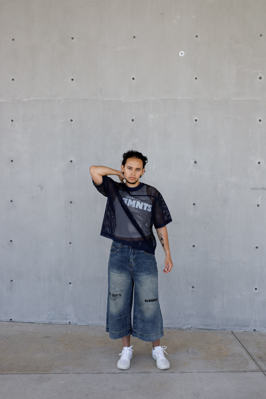 ESSNTIAL ELEMNTS WH 260G C-through Boxy Net Tee - Essntial Elemnts