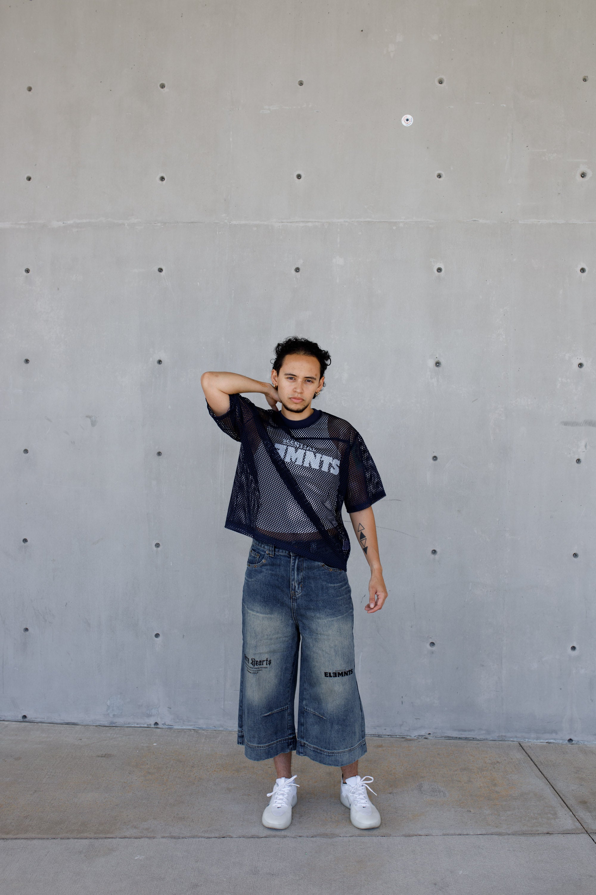 ESSNTIAL ELEMNTS WH 260G C-through Boxy Net Tee - Essntial Elemnts