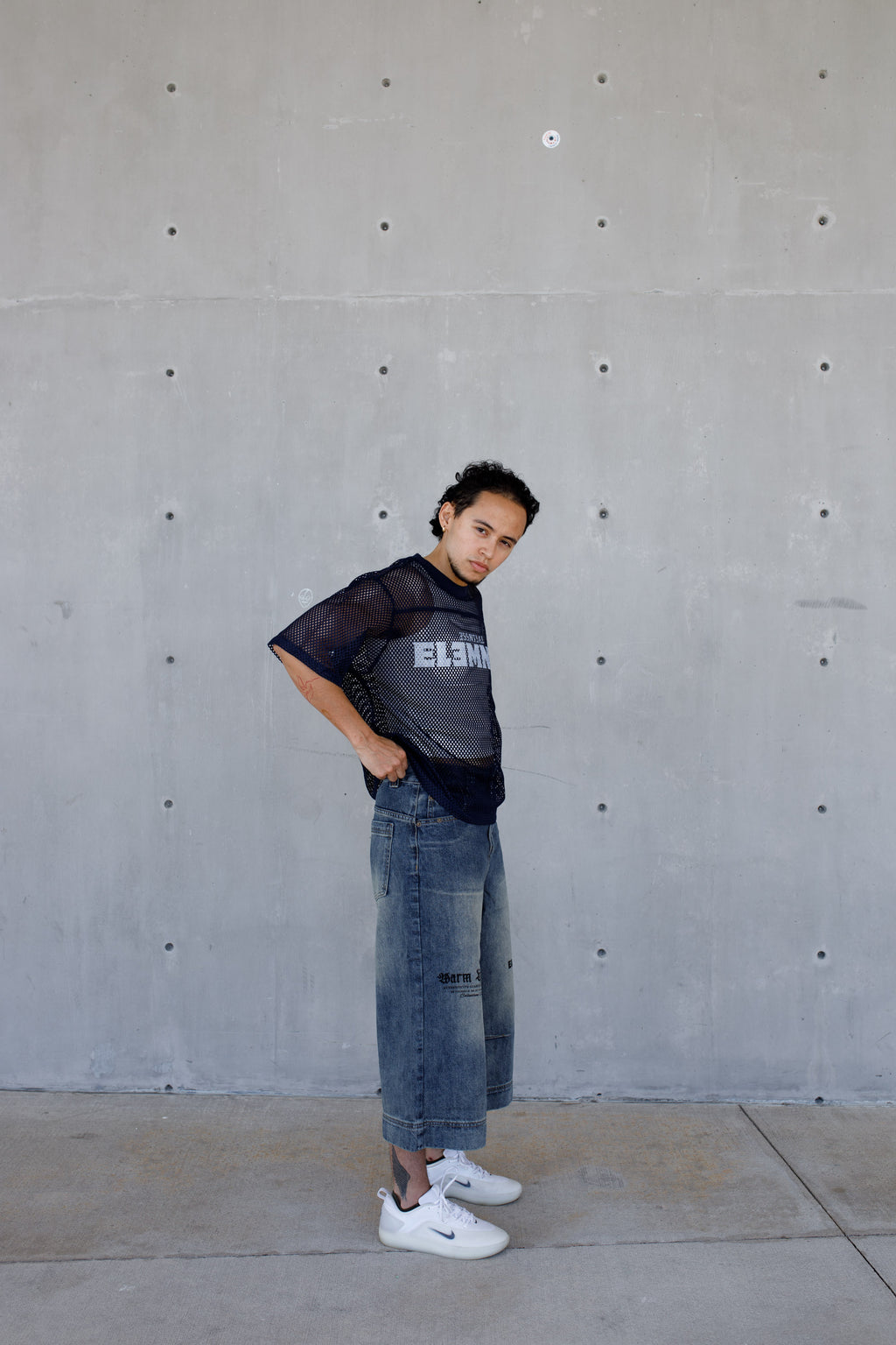ESSNTIAL ELEMNTS WH 260G C-through Boxy Net Tee - Essntial Elemnts