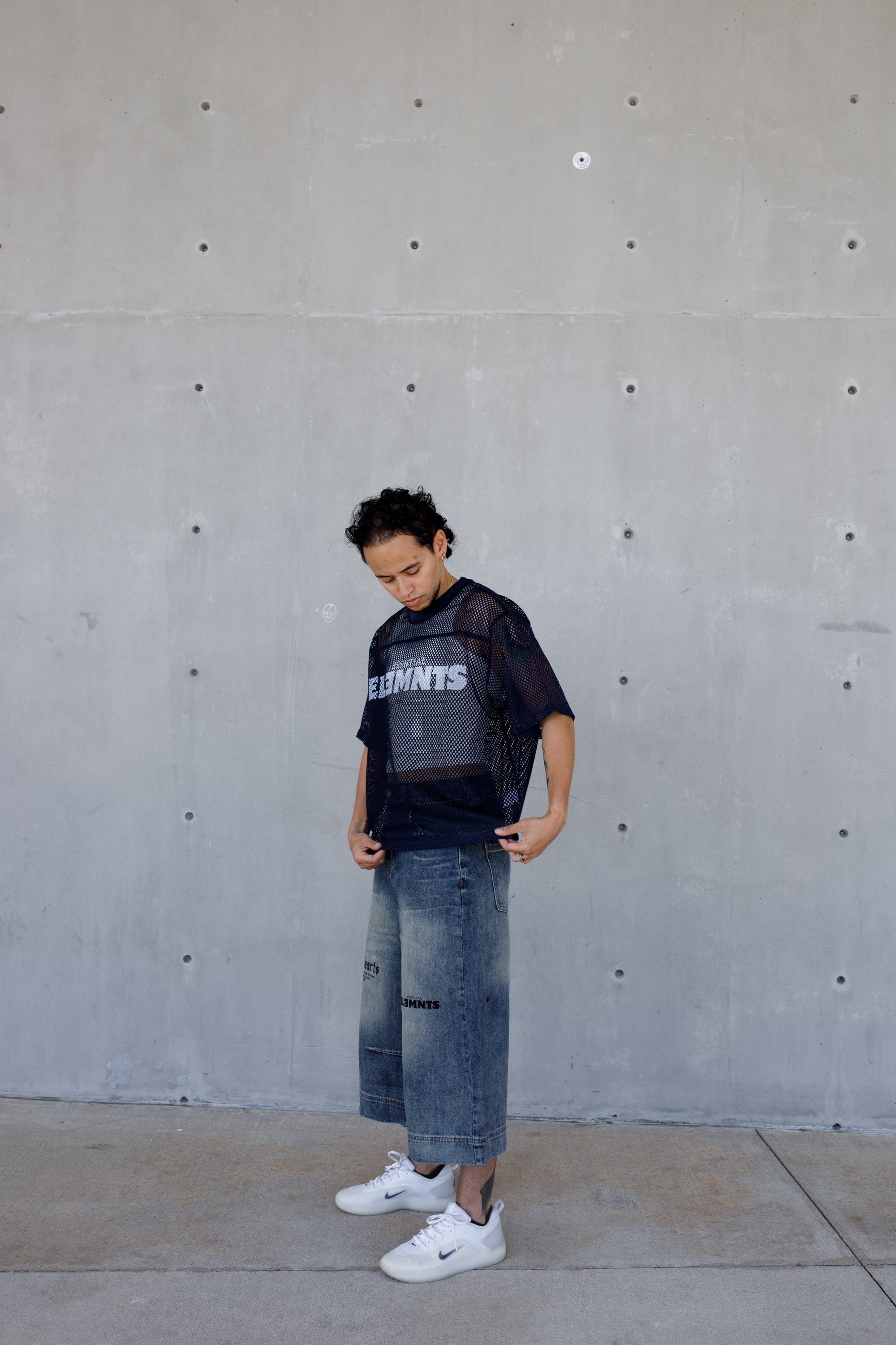 ESSNTIAL ELEMNTS WH 260G C-through Boxy Net Tee - Essntial Elemnts