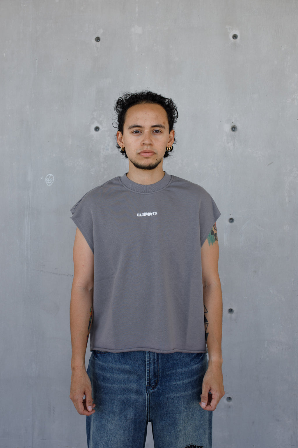 ESSNTIAL ELEMNTS WH 340G French Terry Boxy Tank Top - Essntial Elemnts