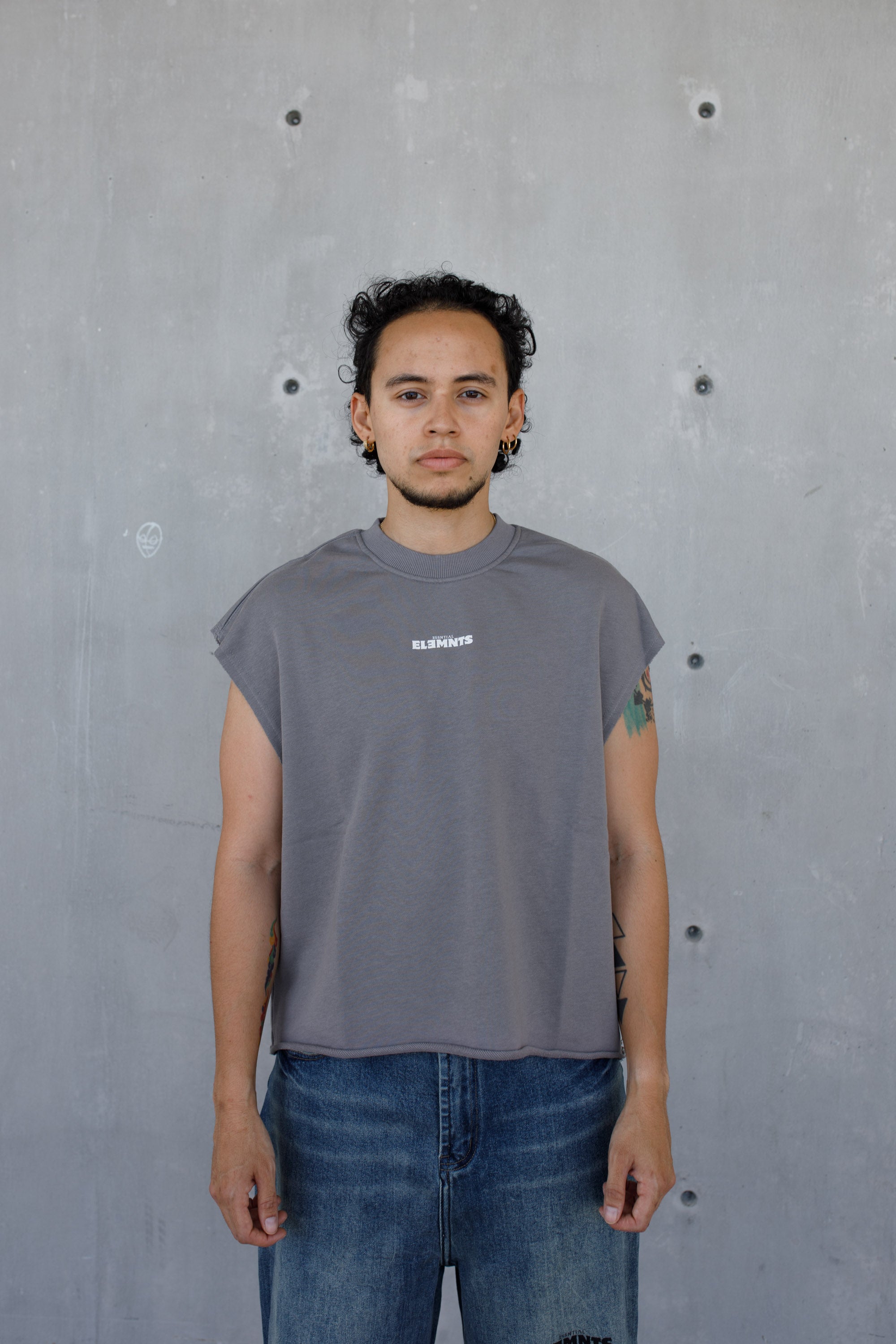 ESSNTIAL ELEMNTS WH 340G French Terry Boxy Tank Top - Essntial Elemnts