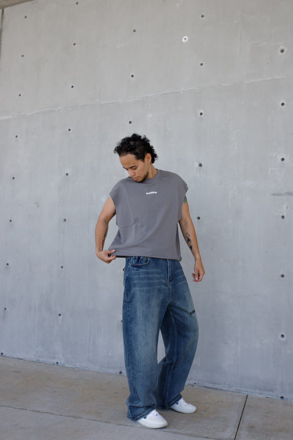 ESSNTIAL ELEMNTS WH 340G French Terry Boxy Tank Top - Essntial Elemnts