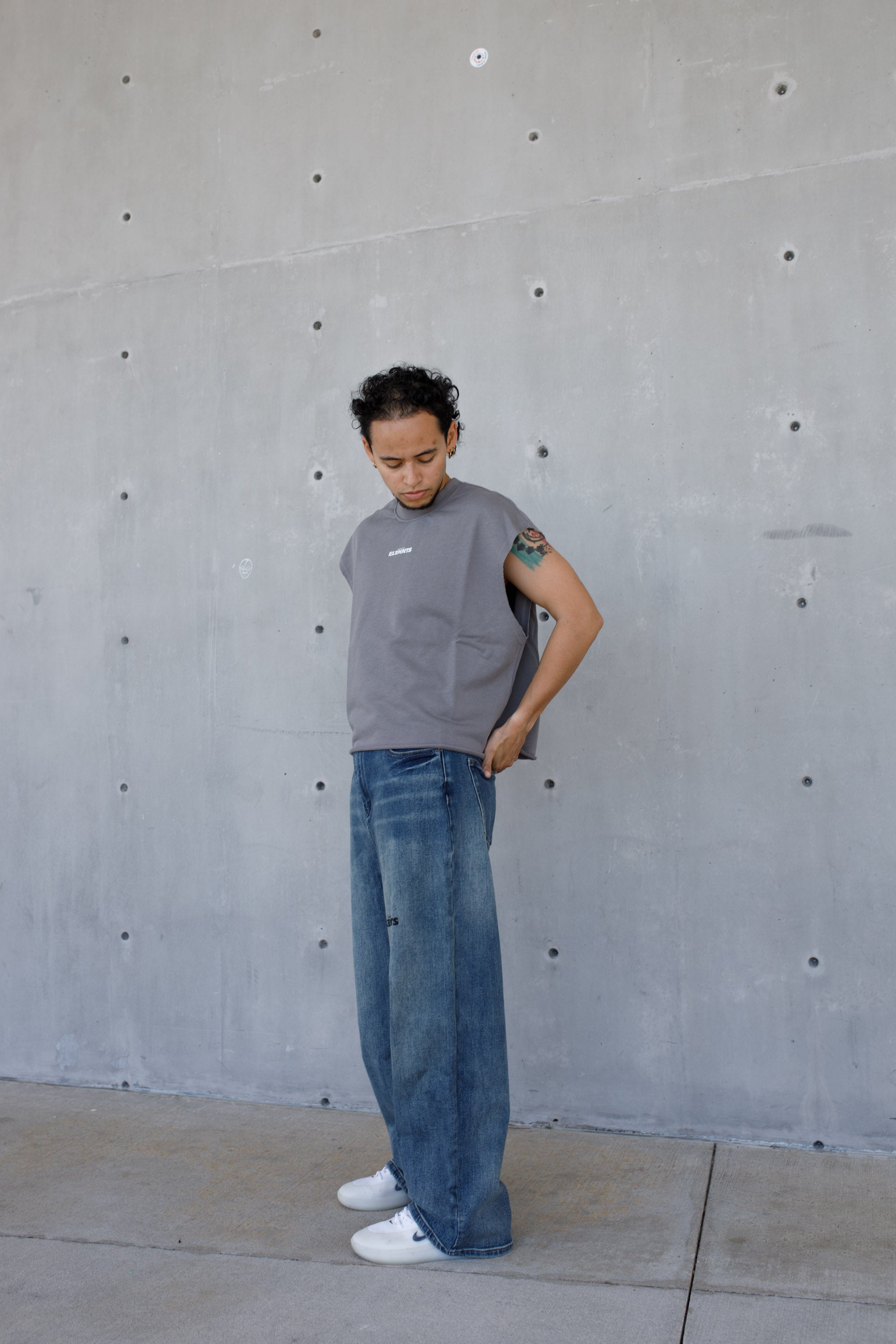 ESSNTIAL ELEMNTS WH 340G French Terry Boxy Tank Top - Essntial Elemnts