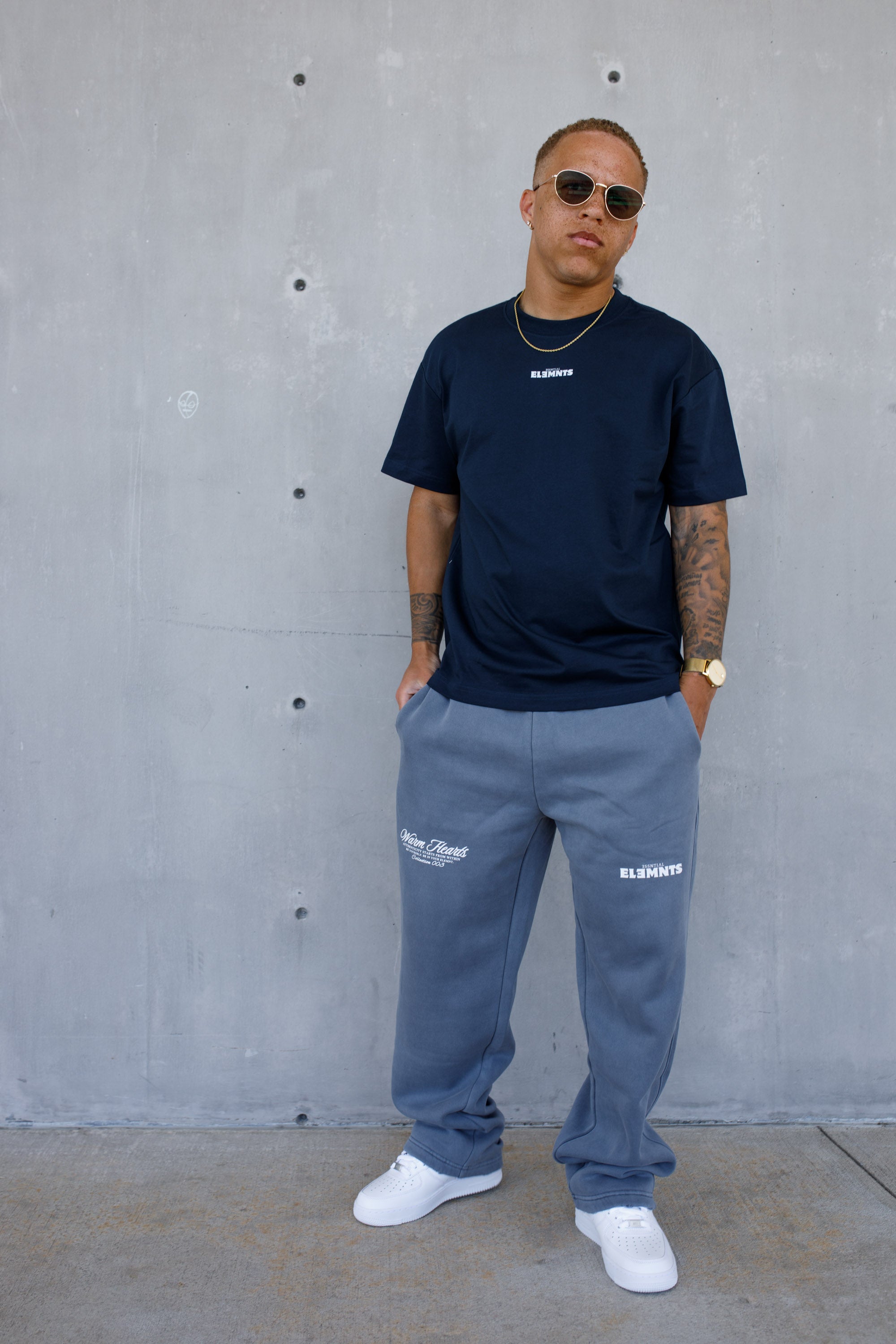 ESSNTIAL ELEMNTS WH Unisex 350G Frayed Enzyme Washed Fleece Sweatpants - Essntial Elemnts