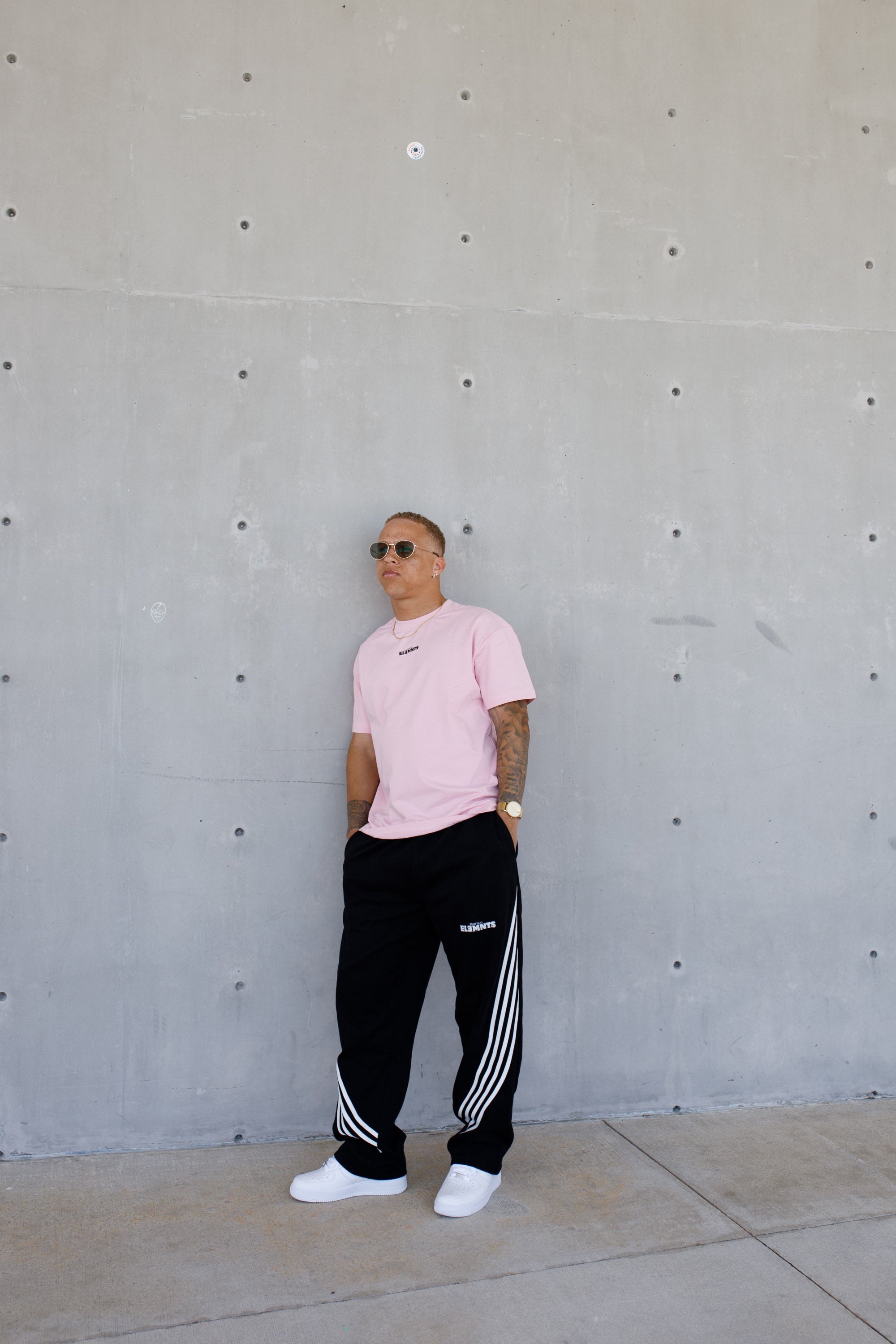 ESSNTIAL ELEMNTS WH 280G Curved Side Stripes Straight Sweatpants - Essntial Elemnts