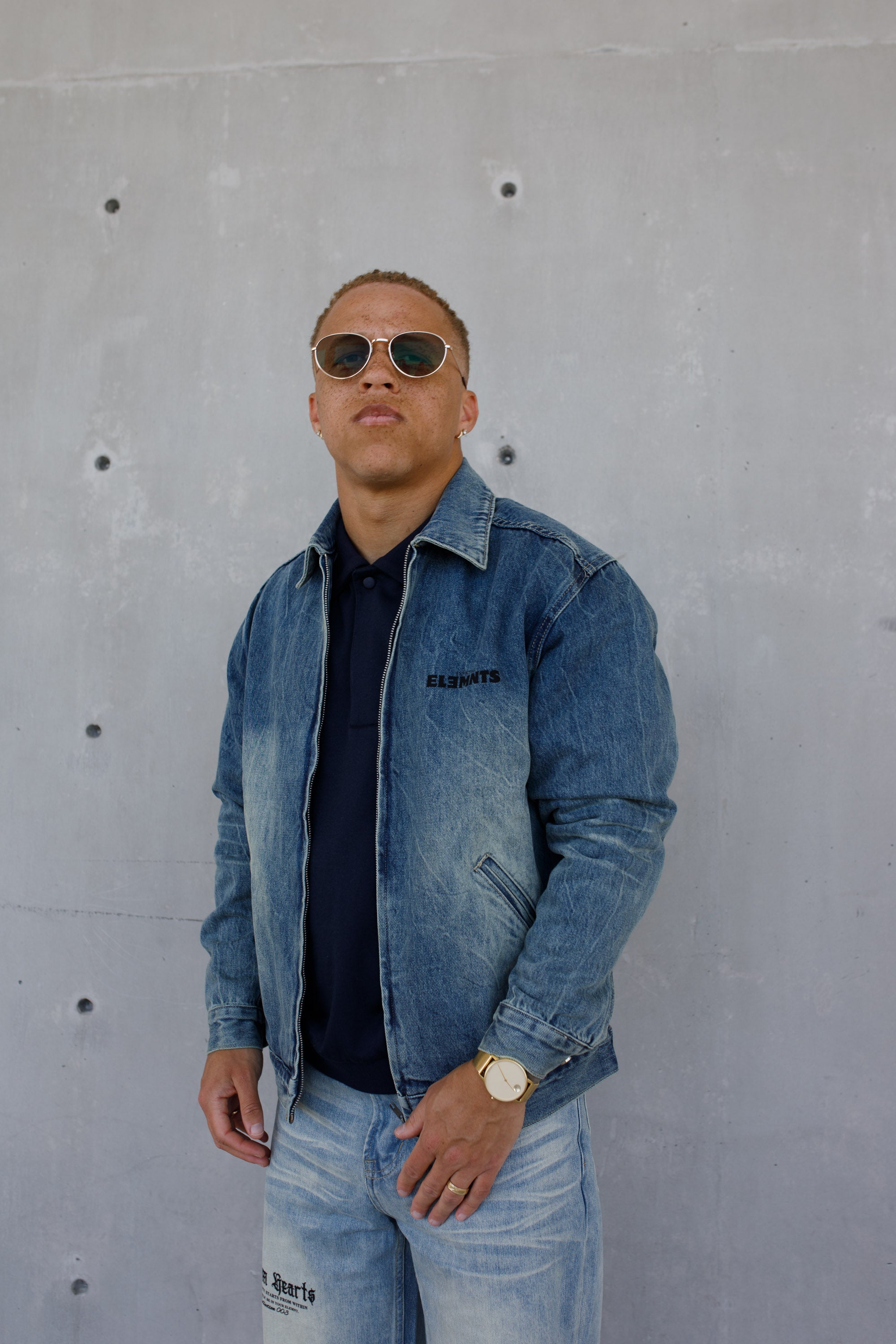 ESSNTIAL ELEMNTS WH Unisex 543G Vintage Wash Zip Up Denim Jacket - Essntial Elemnts