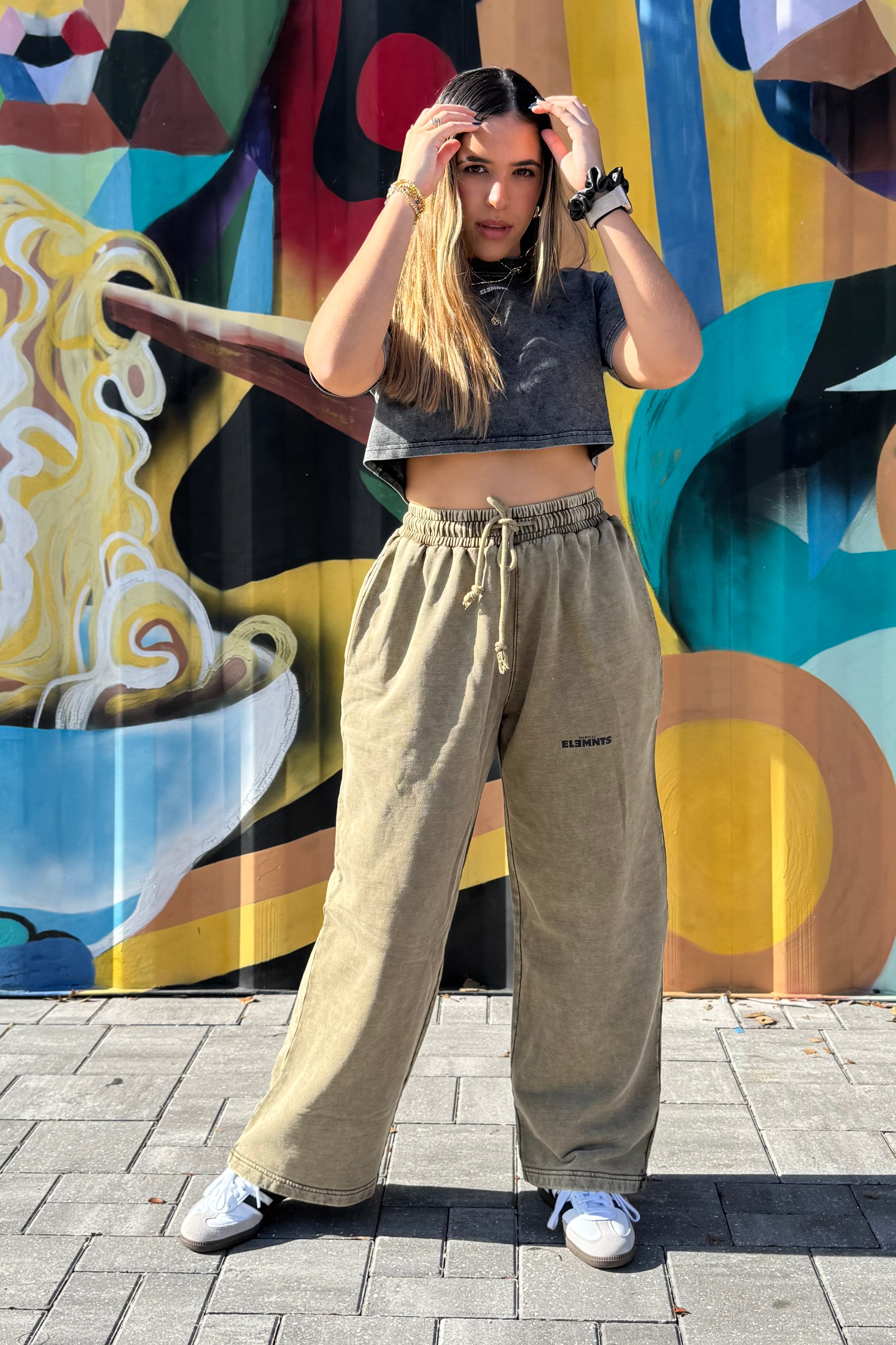 ESSNTIAL ELEMNTS Unisex 360G Acid Wash Wide Pants - Essntial Elemnts