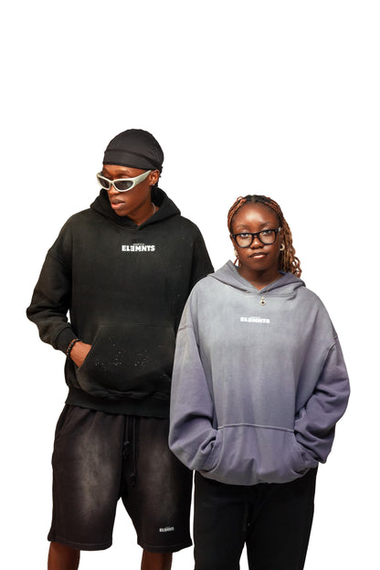 ESSNTIAL ELEMNTS Unisex 360G Vintage Washed Frayed Fleece Hoodie