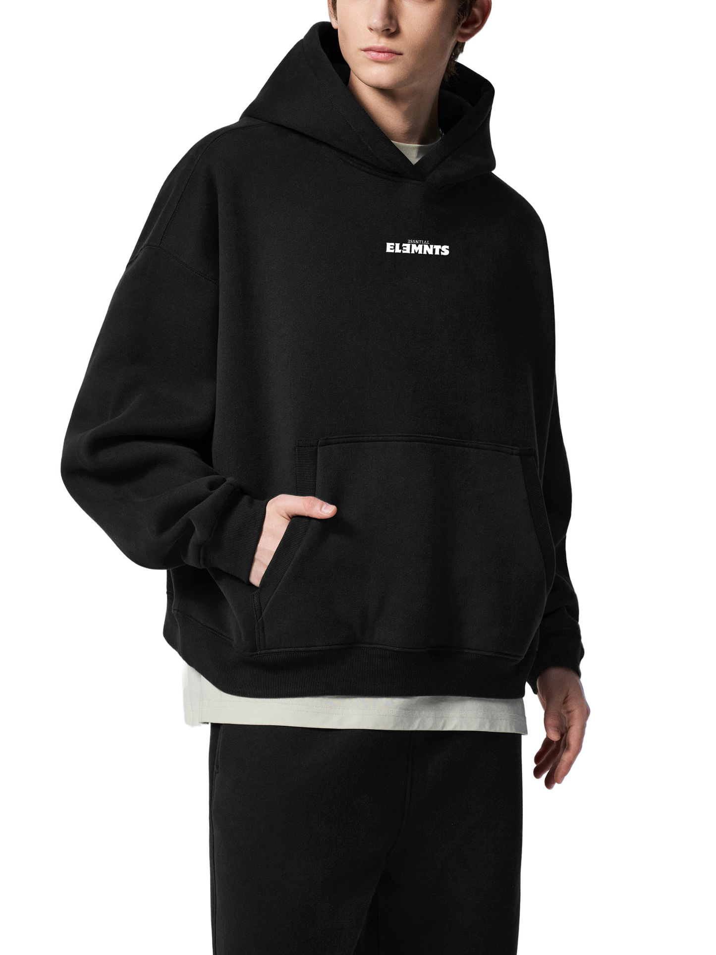 ESSNTIAL ELEMNTS Unisex 345G Oversized Boxy Fit Fleece Hoodie - Essntial Elemnts