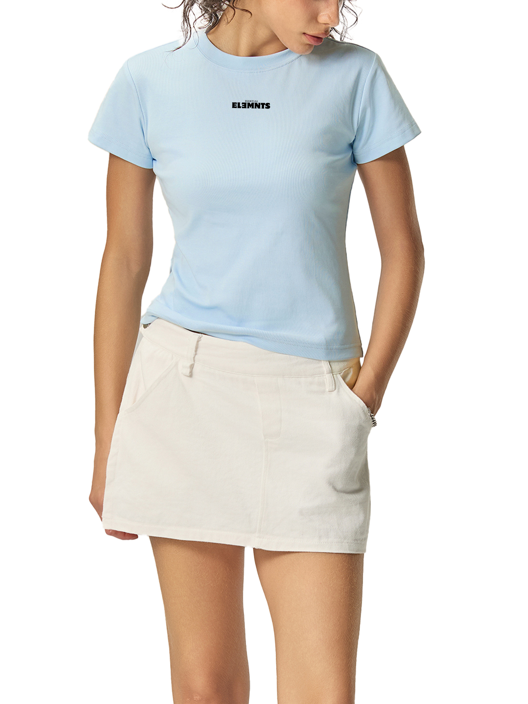 ESSNTIAL ELEMNTS Women’s 260G Bodycon Crewneck Tee - Essntial Elemnts