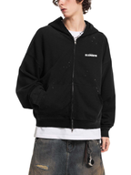 ESSNTIAL ELEMNTS Unisex 404G Sun-Fade Frayed Raw-Edge Fleece Zip Hoodie - Essntial Elemnts