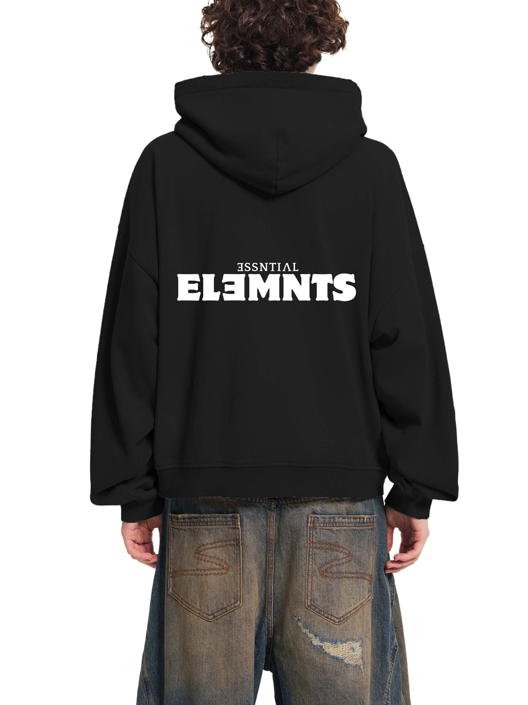 ESSNTIAL ELEMNTS Unisex 404G Sun-Fade Frayed Raw-Edge Fleece Zip Hoodie - Essntial Elemnts