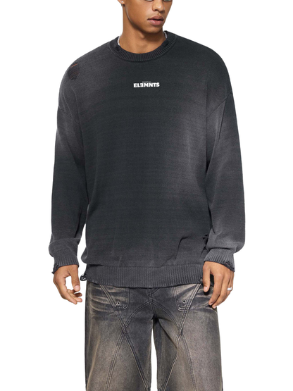 ESSNTIAL ELEMNTS Unisex 425G Sun Fade Distressed Ripped Crewneck sweater - Essntial Elemnts