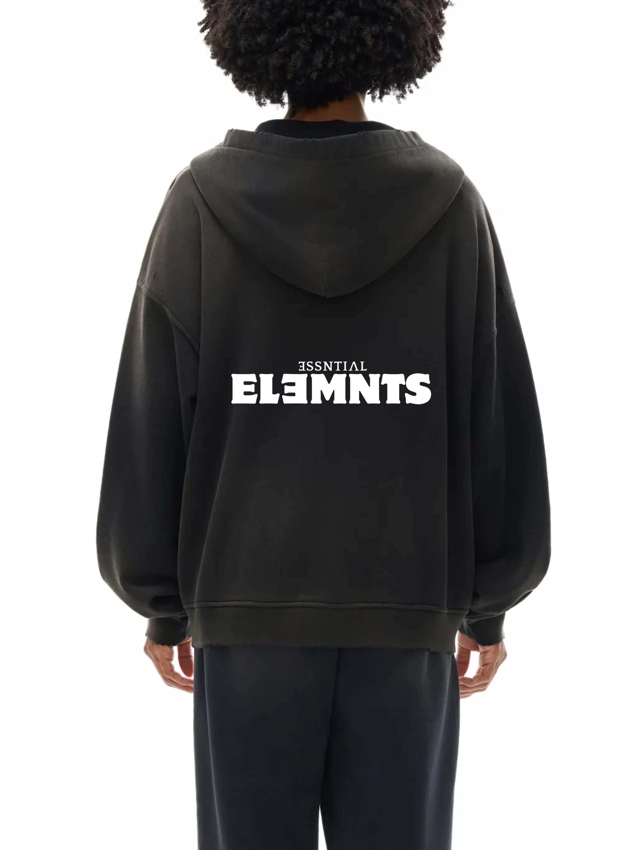 ESSNTIAL ELEMNTS Unisex 420G Frayed Washed Hoodie - Essntial Elemnts