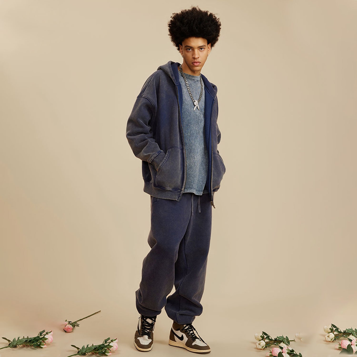 ESSNTIAL ELEMNTS Unisex 360G Snow Washed Zipped Hoodie - Essntial Elemnts