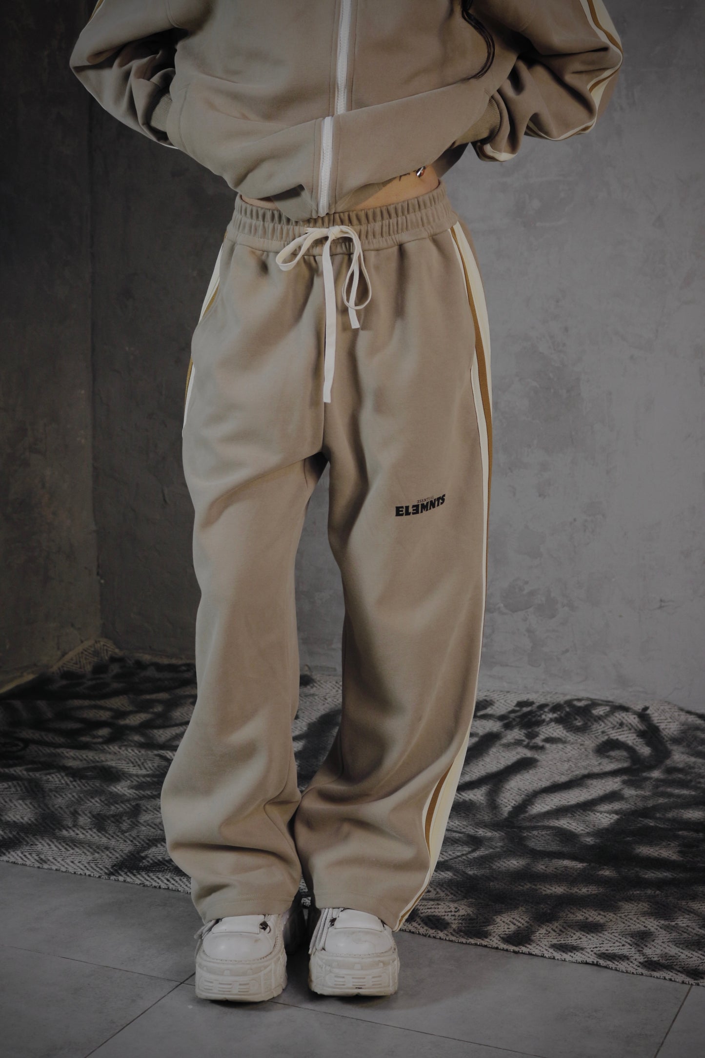 ESSNTIAL ELEMNTS OTS. Unisex 340G Contrast Side-Stripe Straight-Leg Pants