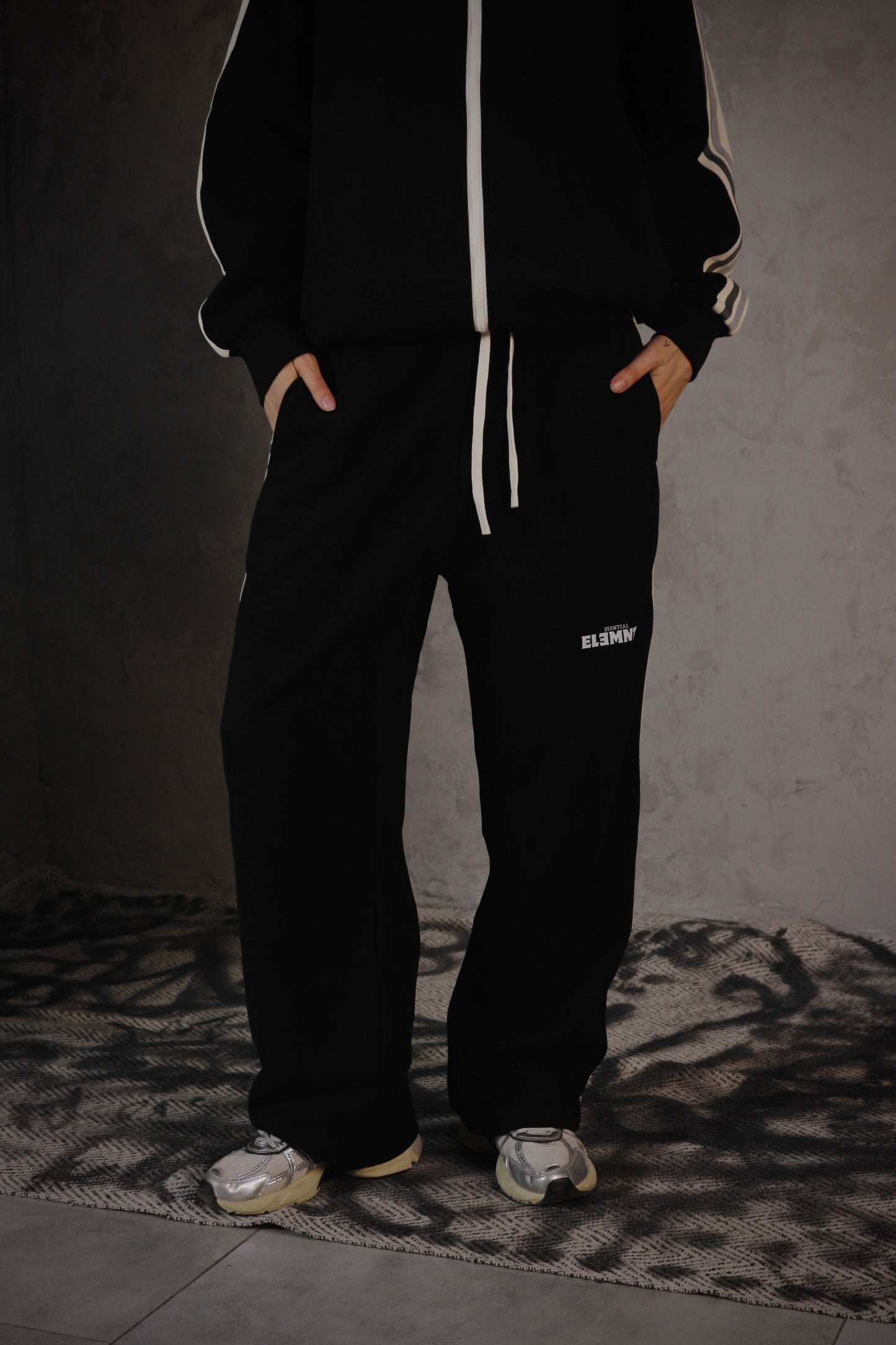 ESSNTIAL ELEMNTS OTS. Unisex 340G Contrast Side-Stripe Straight-Leg Pants