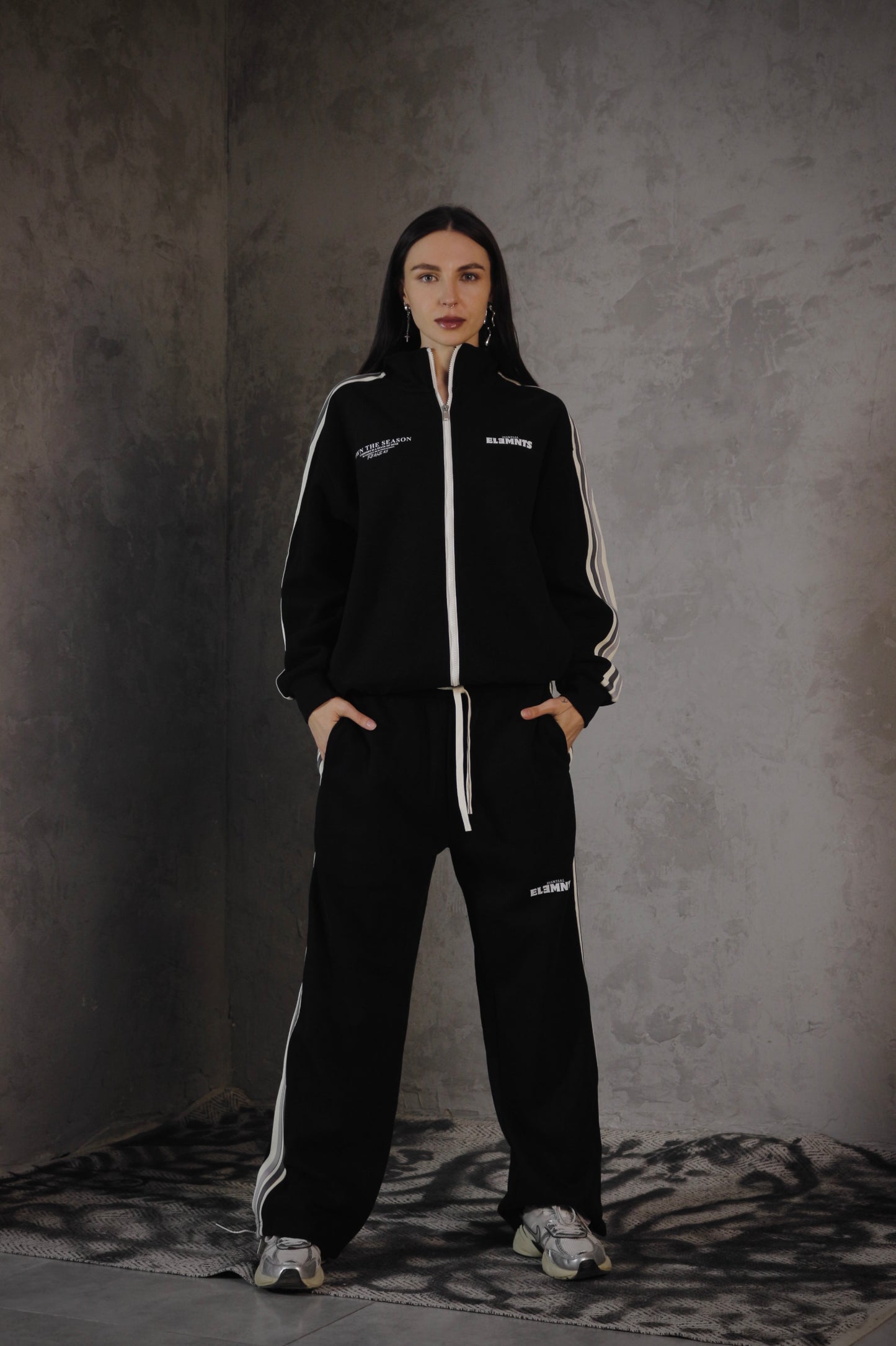 ESSNTIAL ELEMNTS OTS. Unisex 340G Contrast Side-Stripe Straight-Leg Pants