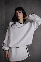 ESSNTIAL ELEMNTS OTS. Unisex 380G Contrast-Striped Lapel Collar Sweatshirt - Essntial Elemnts