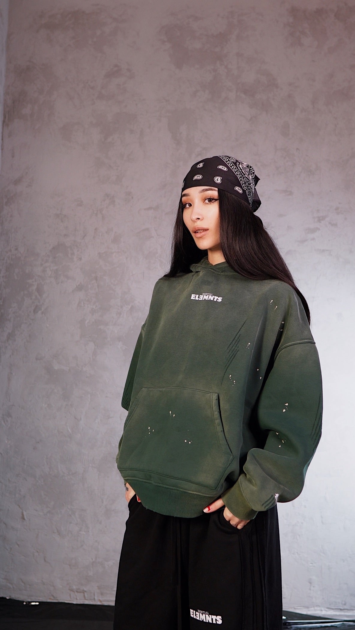 ESSNTIAL ELEMNTS WH Unisex 360G Vintage Washed Frayed Fleece Hoodie - Essntial Elemnts