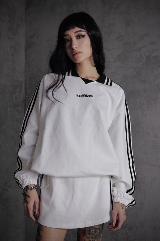 ESSNTIAL ELEMNTS OTS. Unisex 380G Contrast Striped Lapel Collar Sweatshirt