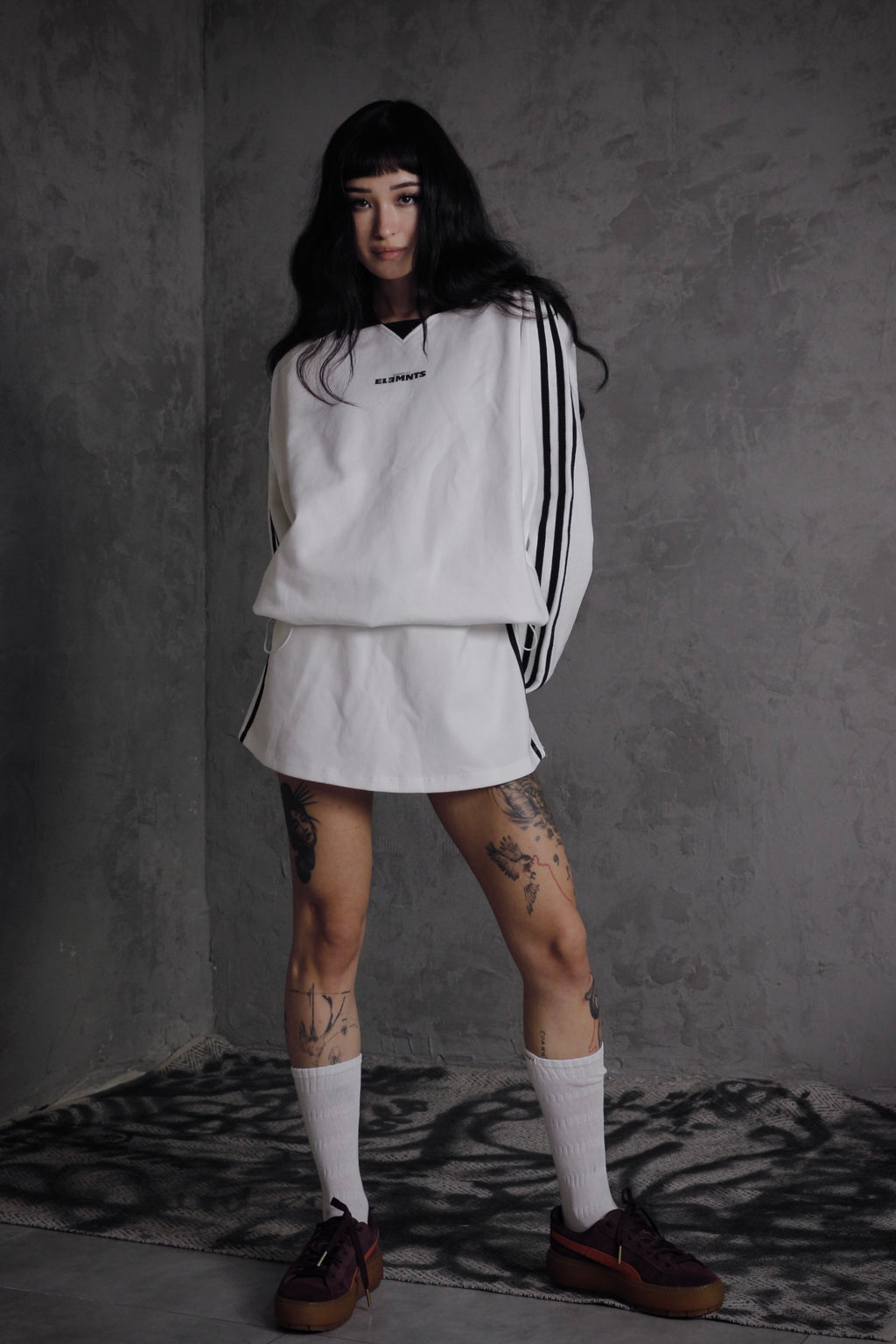 ESSNTIAL ELEMNTS OTS. Unisex 380G Contrast-Striped Lapel Collar Sweatshirt - Essntial Elemnts