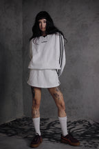 ESSNTIAL ELEMNTS OTS. Unisex 380G Contrast-Striped Lapel Collar Sweatshirt - Essntial Elemnts