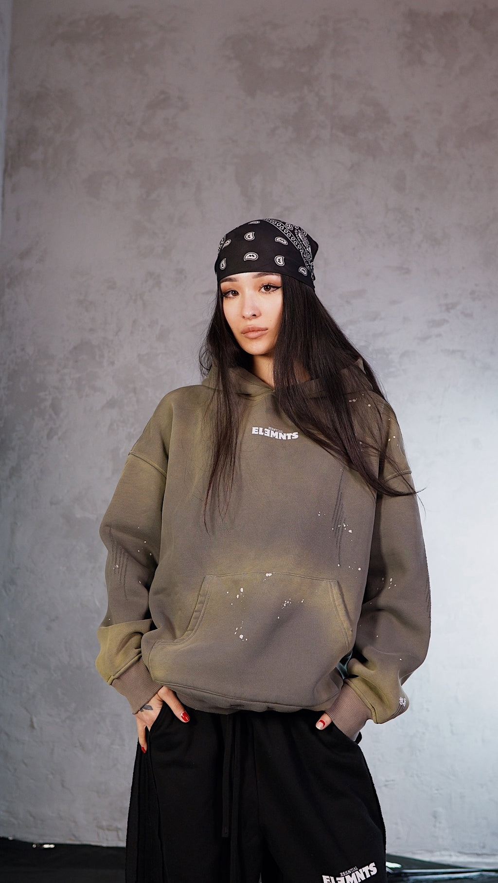 ESSNTIAL ELEMNTS WH Unisex 360G Vintage Washed Frayed Fleece Hoodie - Essntial Elemnts