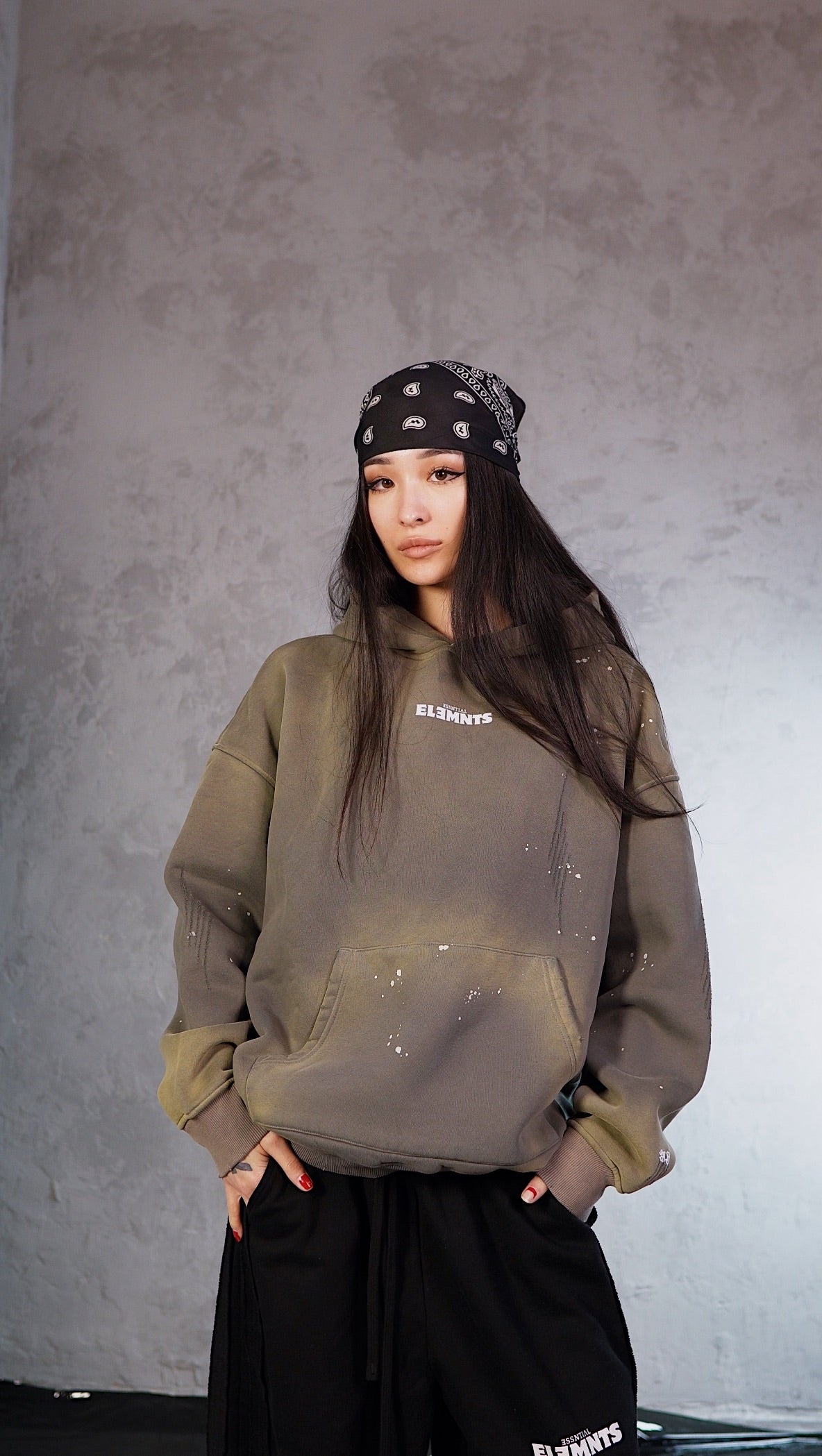 ESSNTIAL ELEMNTS WH Unisex 360G Vintage Washed Frayed Fleece Hoodie - Essntial Elemnts