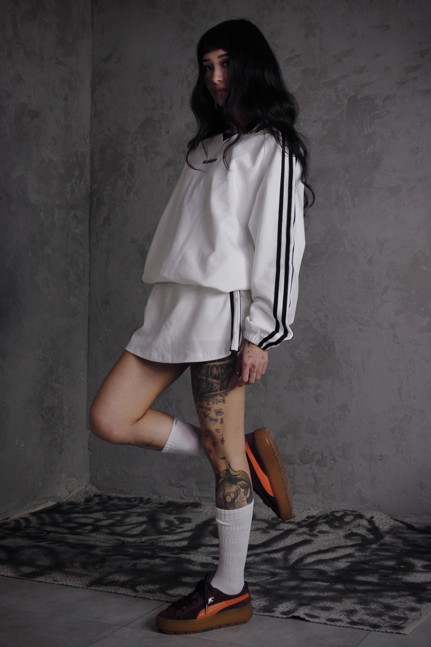 ESSNTIAL ELEMNTS OTS. Unisex 380G Contrast Striped Lapel Collar Sweatshirt