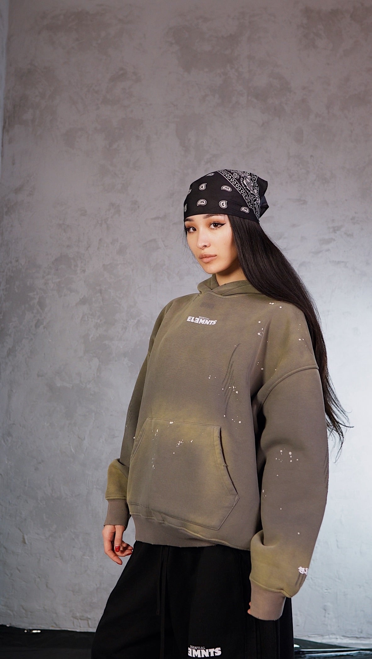 ESSNTIAL ELEMNTS WH Unisex 360G Vintage Washed Frayed Fleece Hoodie - Essntial Elemnts