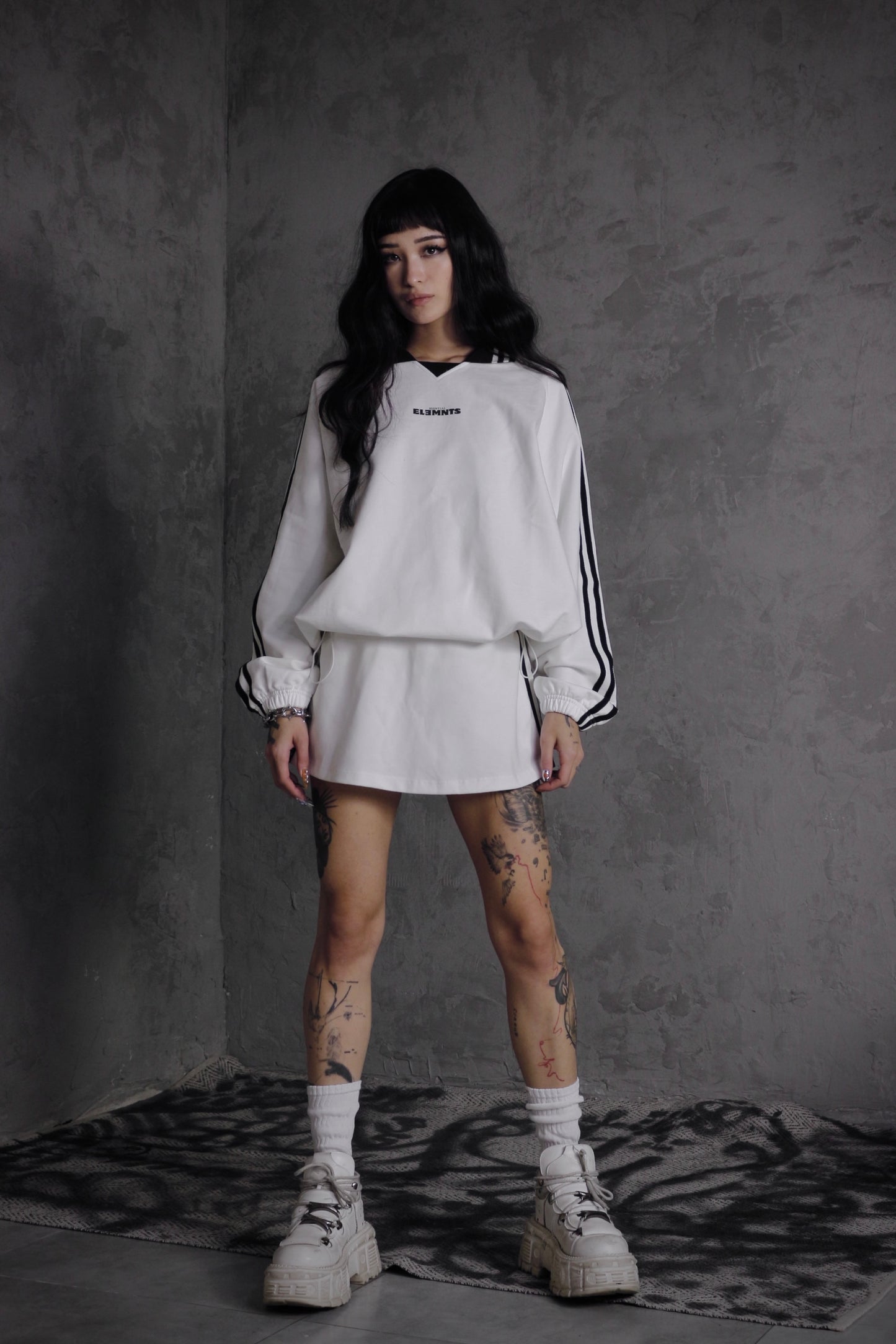 ESSNTIAL ELEMNTS OTS. Unisex 380G Contrast Striped Lapel Collar Sweatshirt